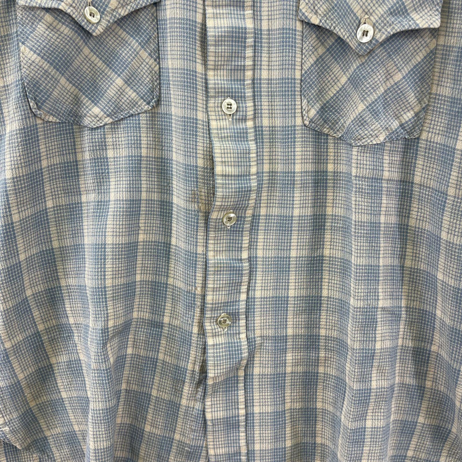 長袖シャツ 70s 白タグ ウエスタンシャツ (L) L ブルー