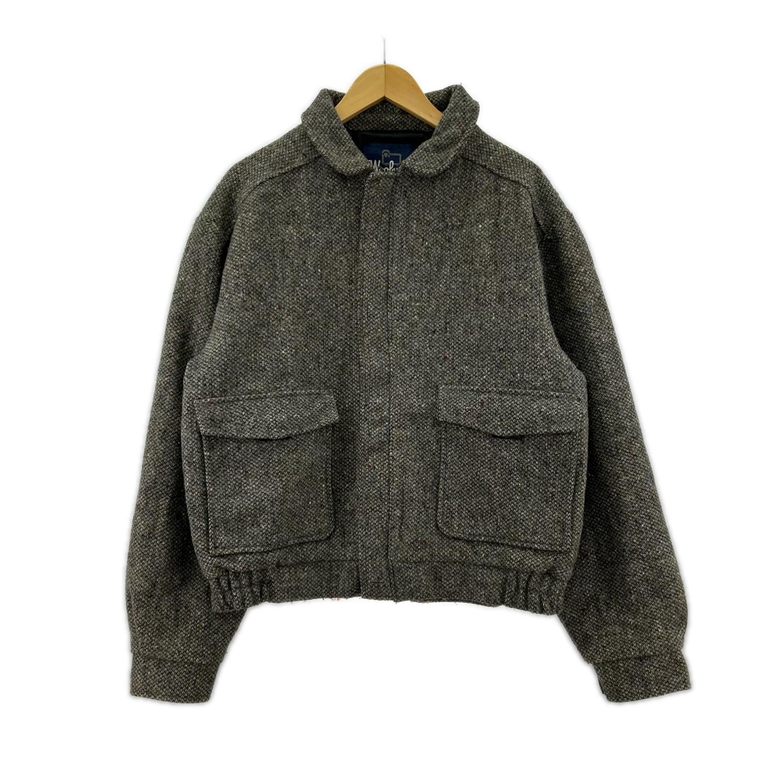 ブルゾン 80s USA製 ウールツイードジャケット グレー (L) L グレー