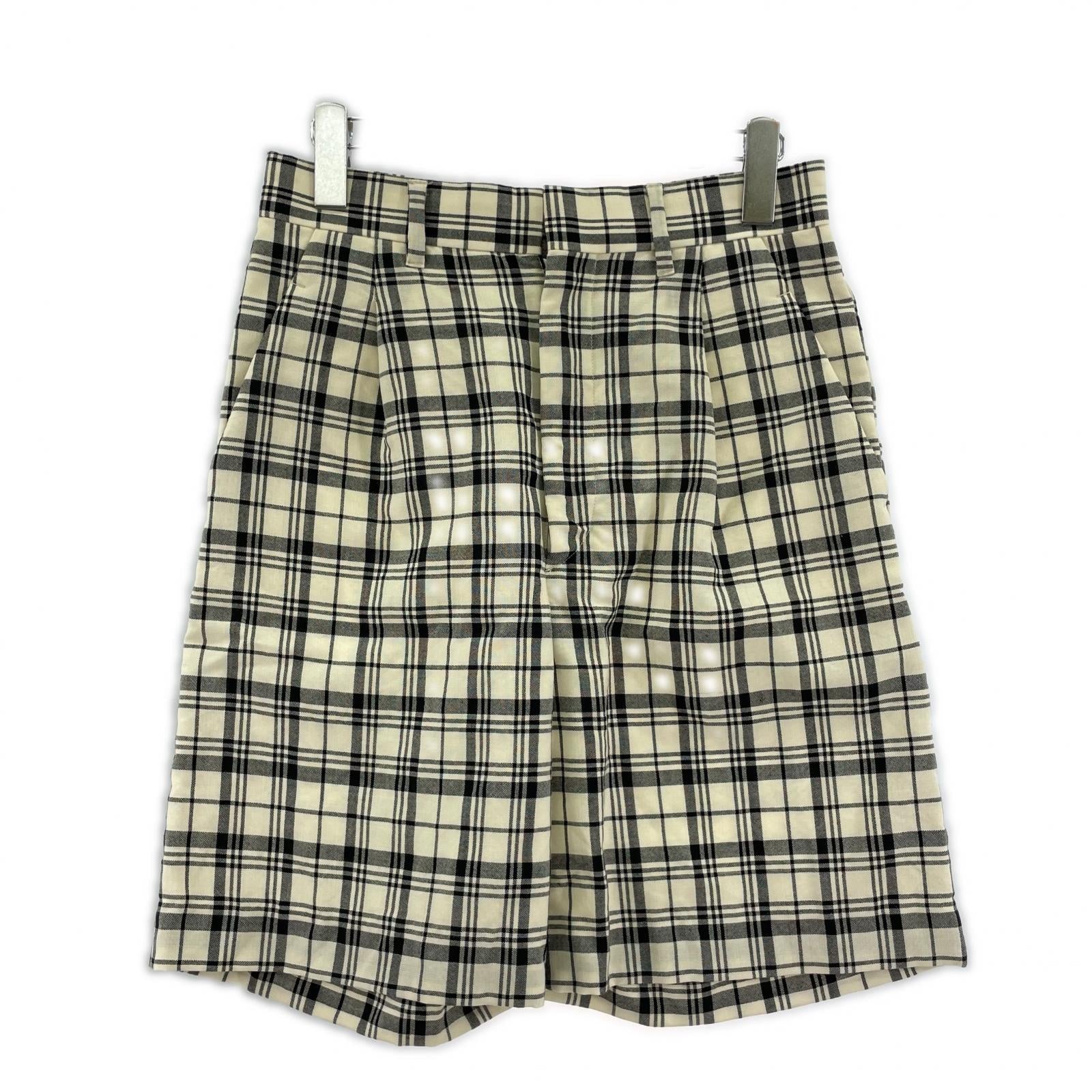 ショートパンツ ウール混チェックショーツ 34