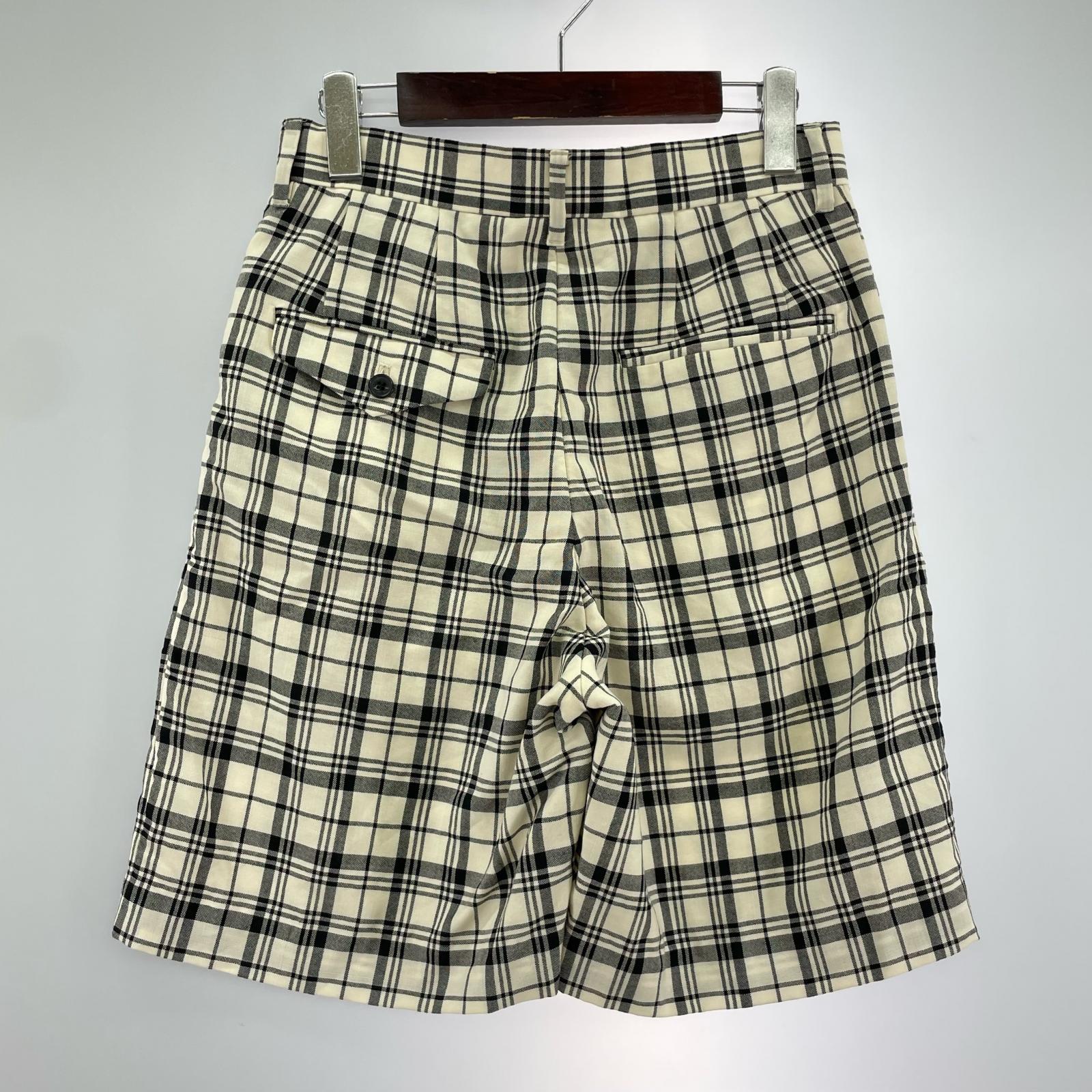 ショートパンツ ウール混チェックショーツ 34