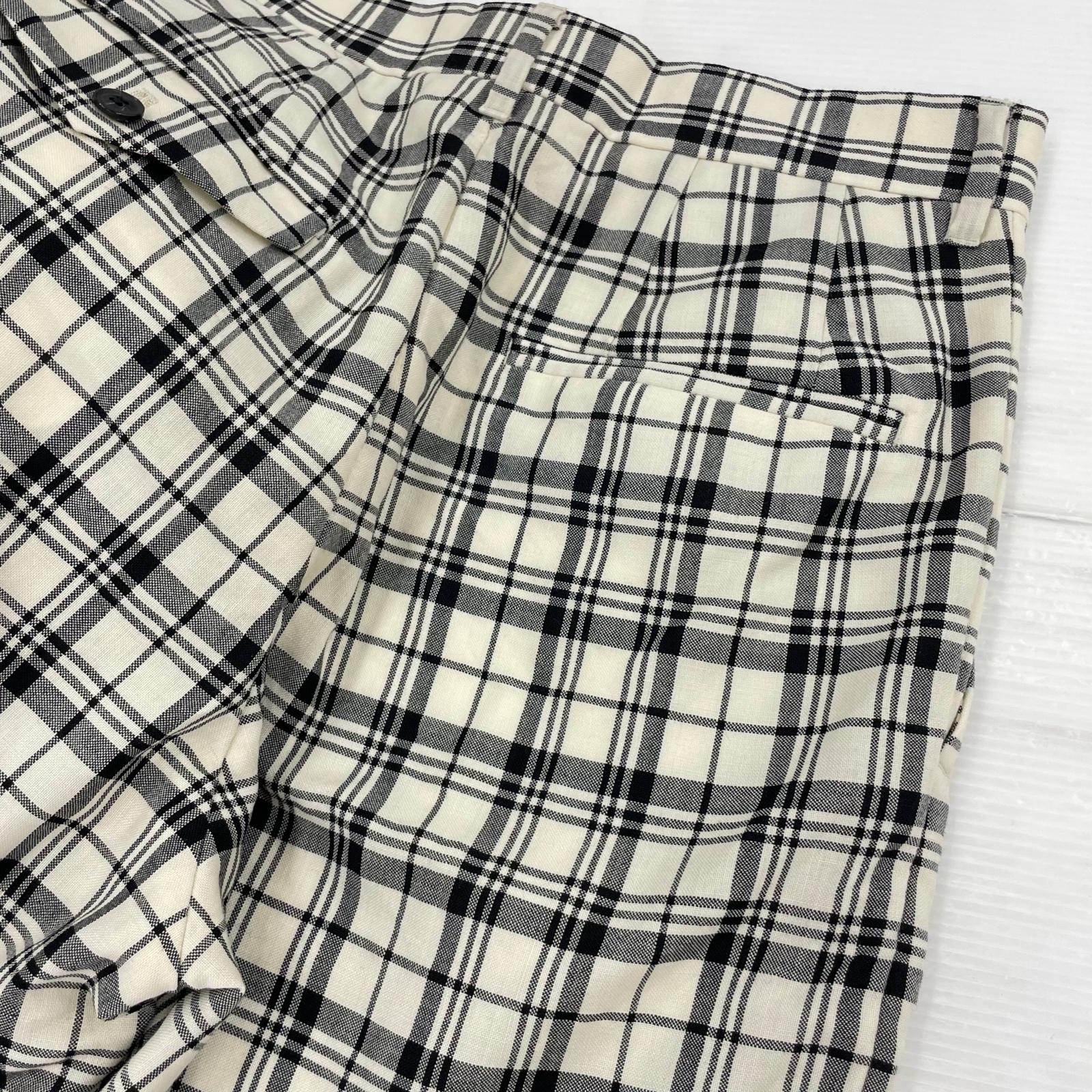 ショートパンツ ウール混チェックショーツ 34