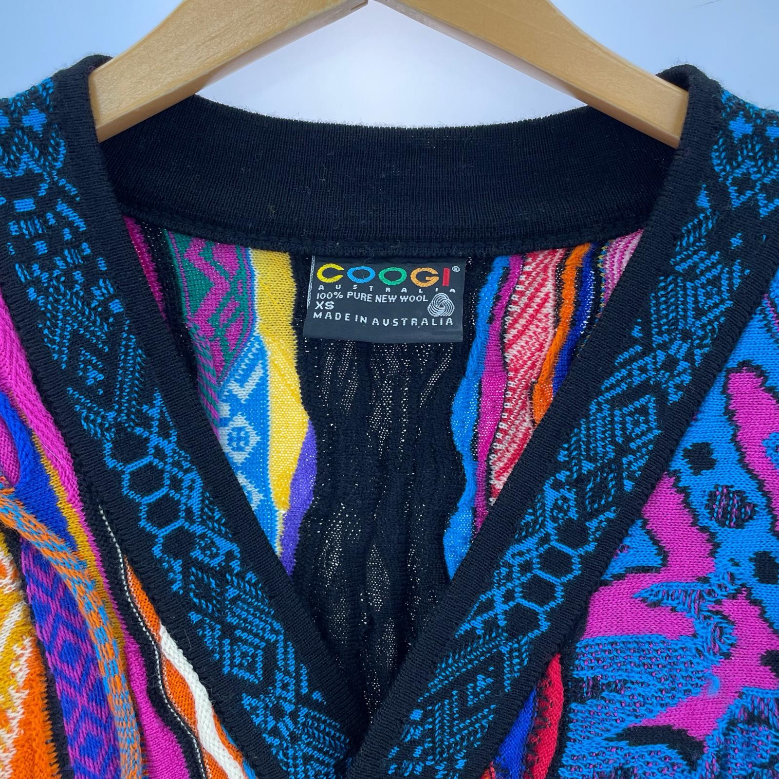 カーディガン COOGI 3Dニット AUS製 マルチカラー