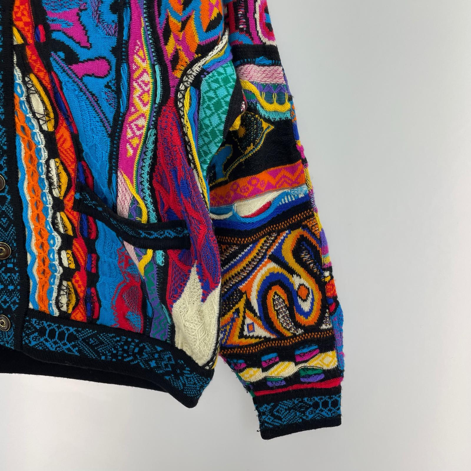 カーディガン COOGI 3Dニット AUS製 マルチカラー