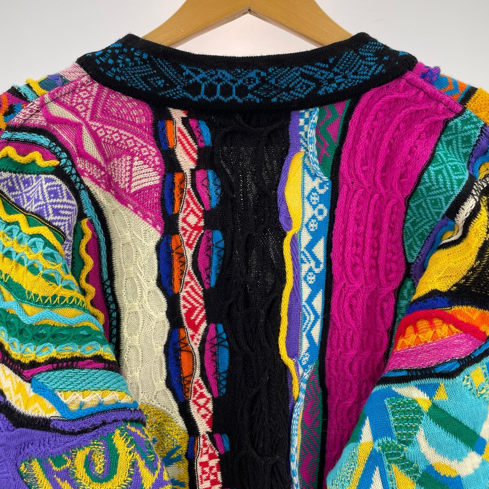 カーディガン COOGI 3Dニット AUS製 マルチカラー