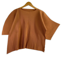 半袖Tシャツ me プリーツカットソー キャメル