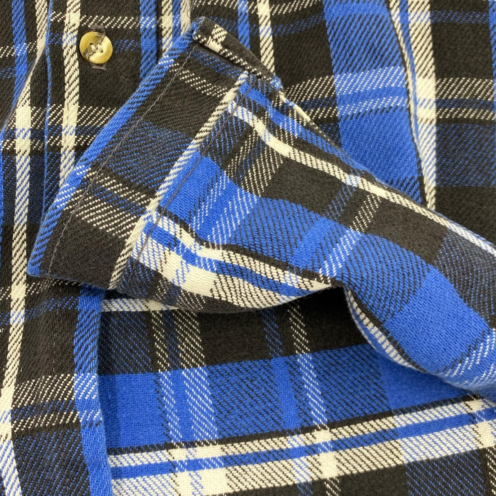長袖シャツ 90s チェック 青 (L) L ブルー