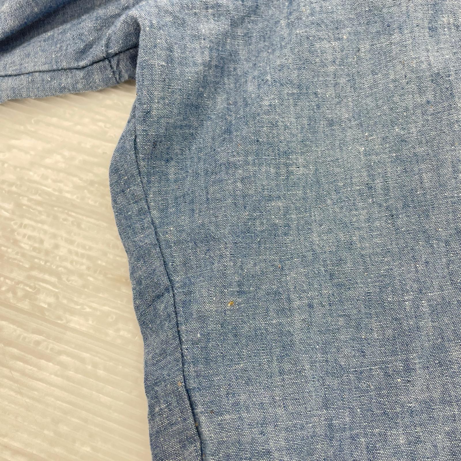 長袖シャツ 70s コットンシャンブレー USA製 青 (16.5) ブルー