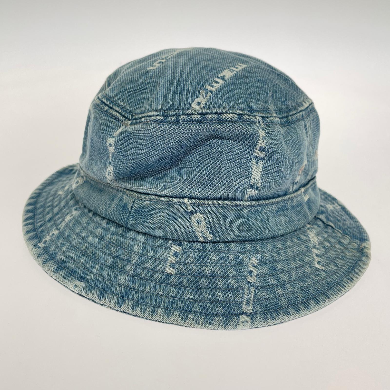 ハット Supreme 20AW LOGO STRIPEE JACQUARD DENIM CRUSHER デニムバケットハット サックス