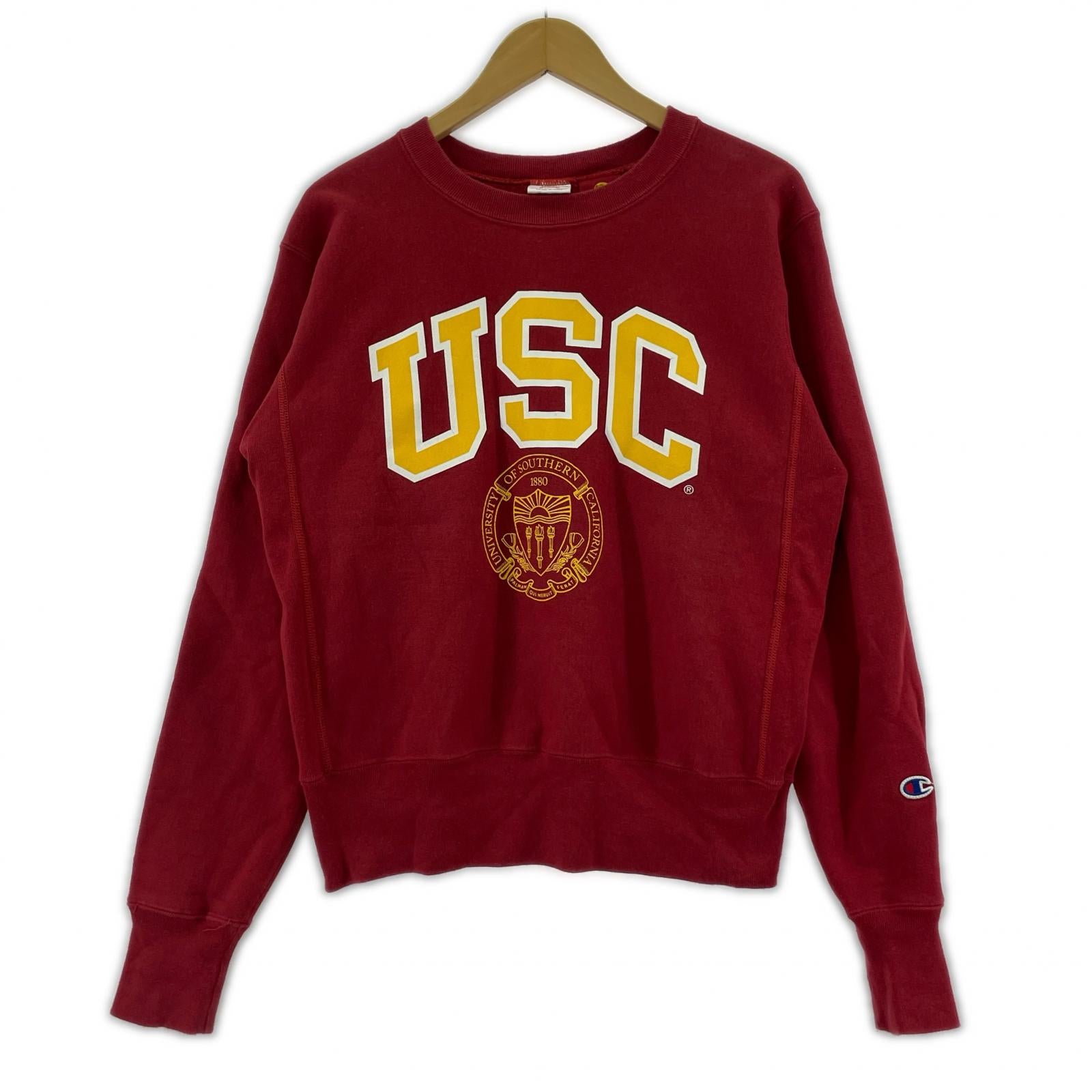 スウェット Champion リバースウィーブ USC USA製 赤 (M) M レッド