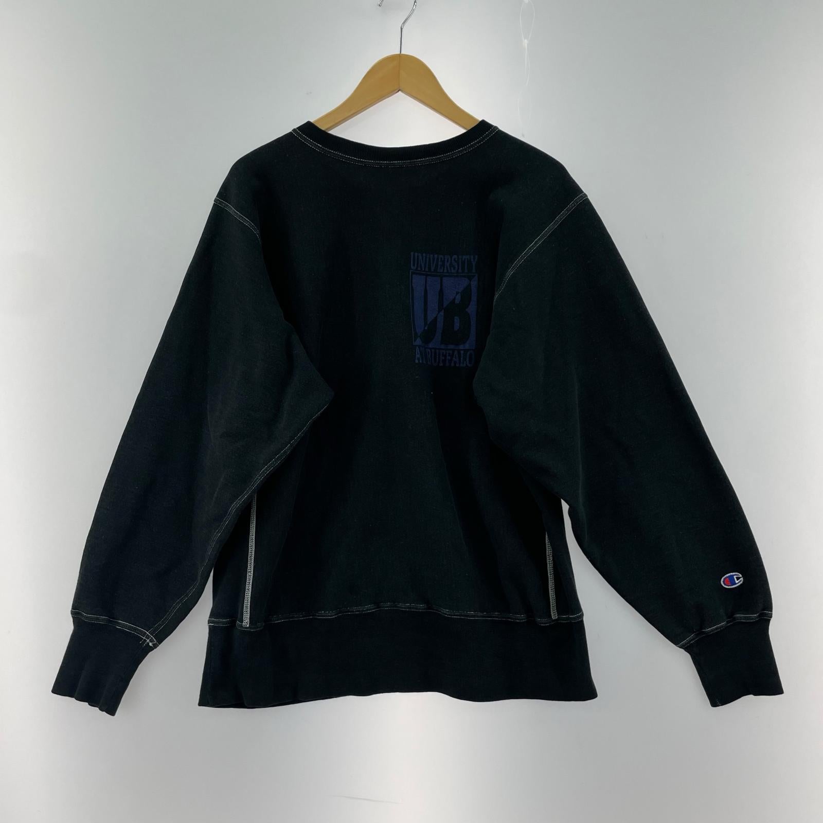 スウェット Champion リバースウィーブ カレッジロゴ 後染め (L) L ブラック