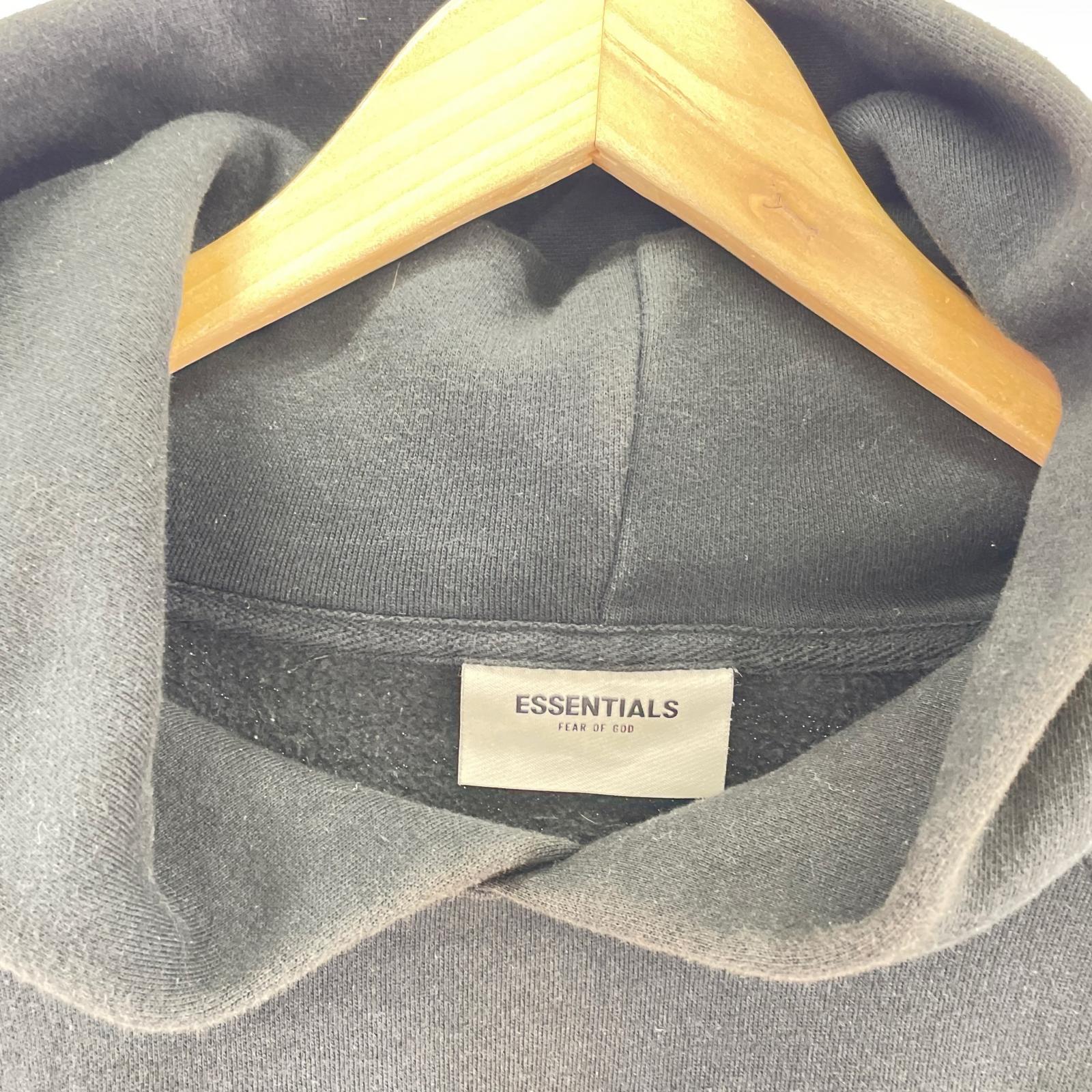 パーカー ESSENTIALS FEAR OF GOD ラバーロゴ 黒 (M) M ブラック