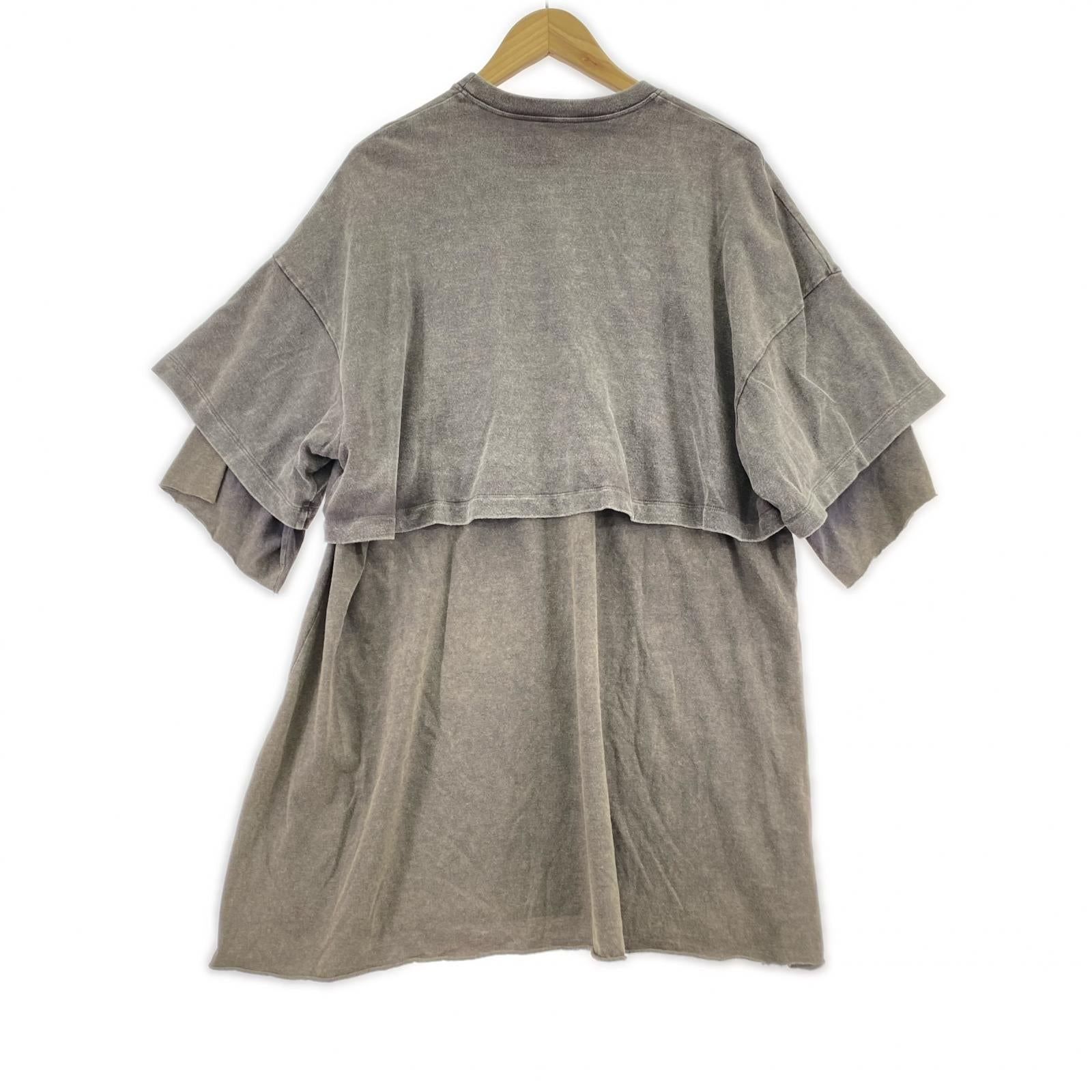 半袖Tシャツ ×Jesse Draxler ウォッシュ加工レイヤードカットソー BLK/3 3 グレー