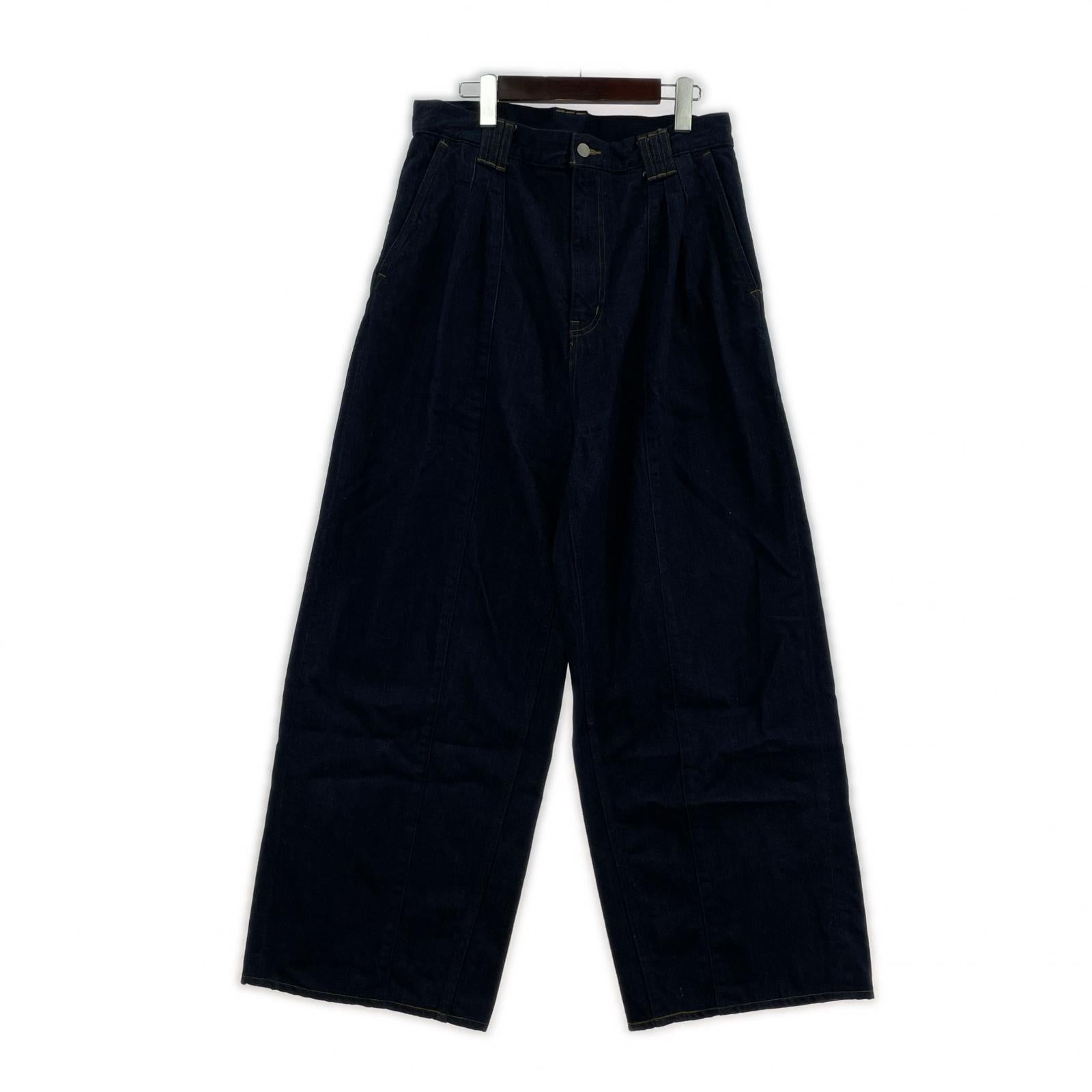 デニムパンツ Denim 3pleated Wide-leg Trousers 3 インディゴ 3