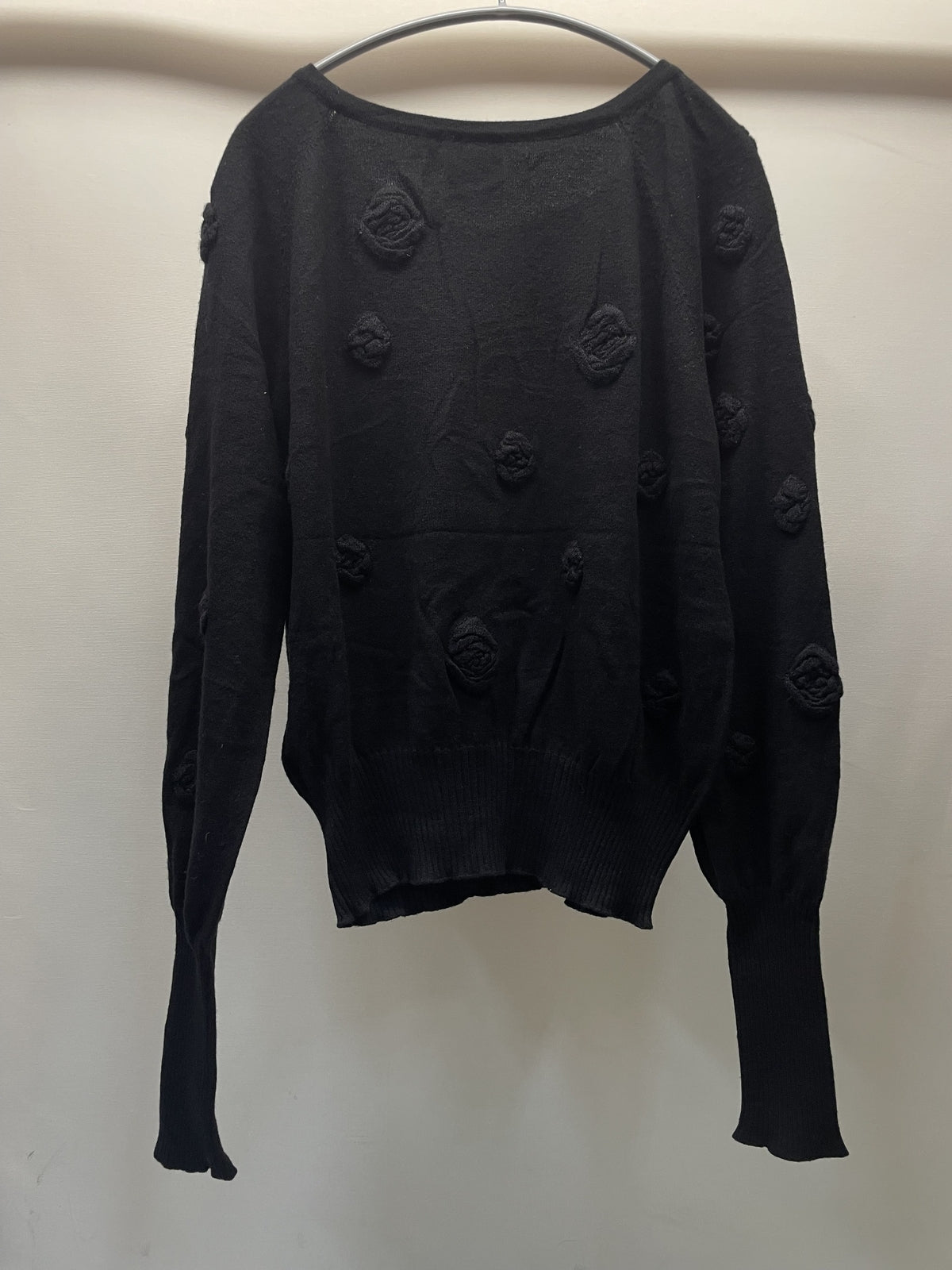 CHANEL 08AW コサージュ カシミヤ混ニット 46 黒 P33490K00905