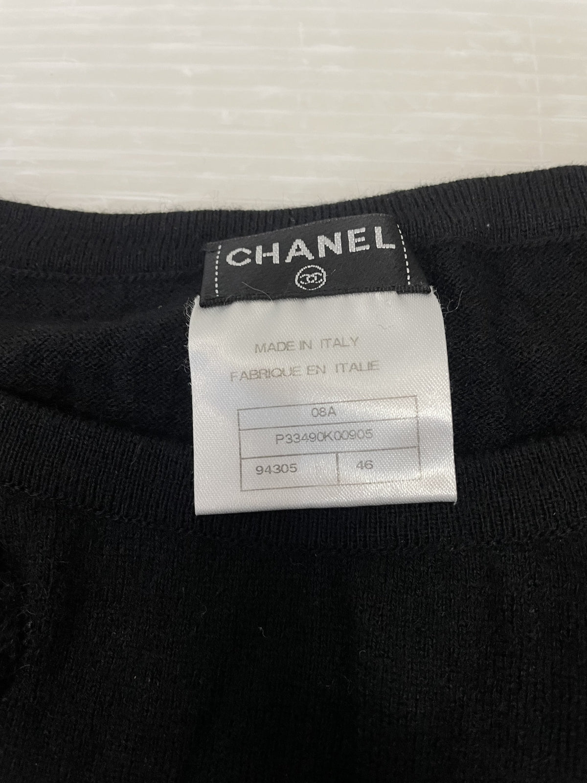 CHANEL 08AW コサージュ カシミヤ混ニット 46 黒 P33490K00905