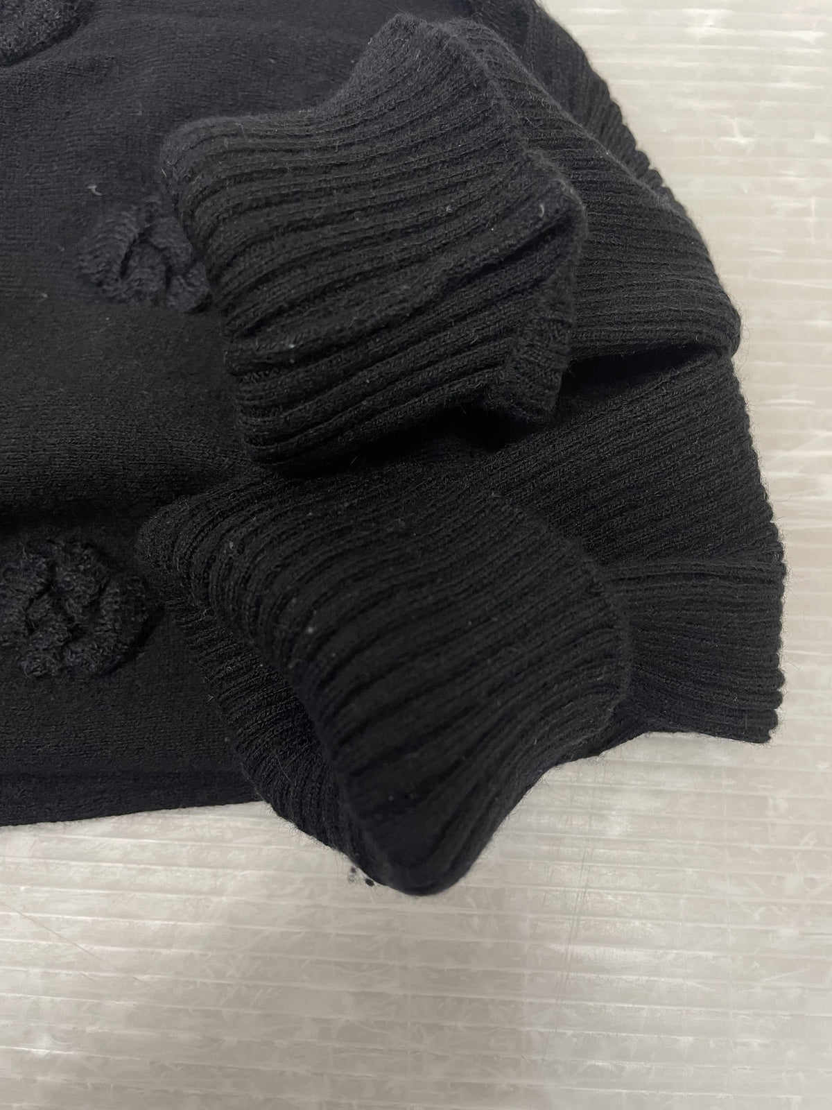 CHANEL 08AW コサージュ カシミヤ混ニット 46 黒 P33490K00905