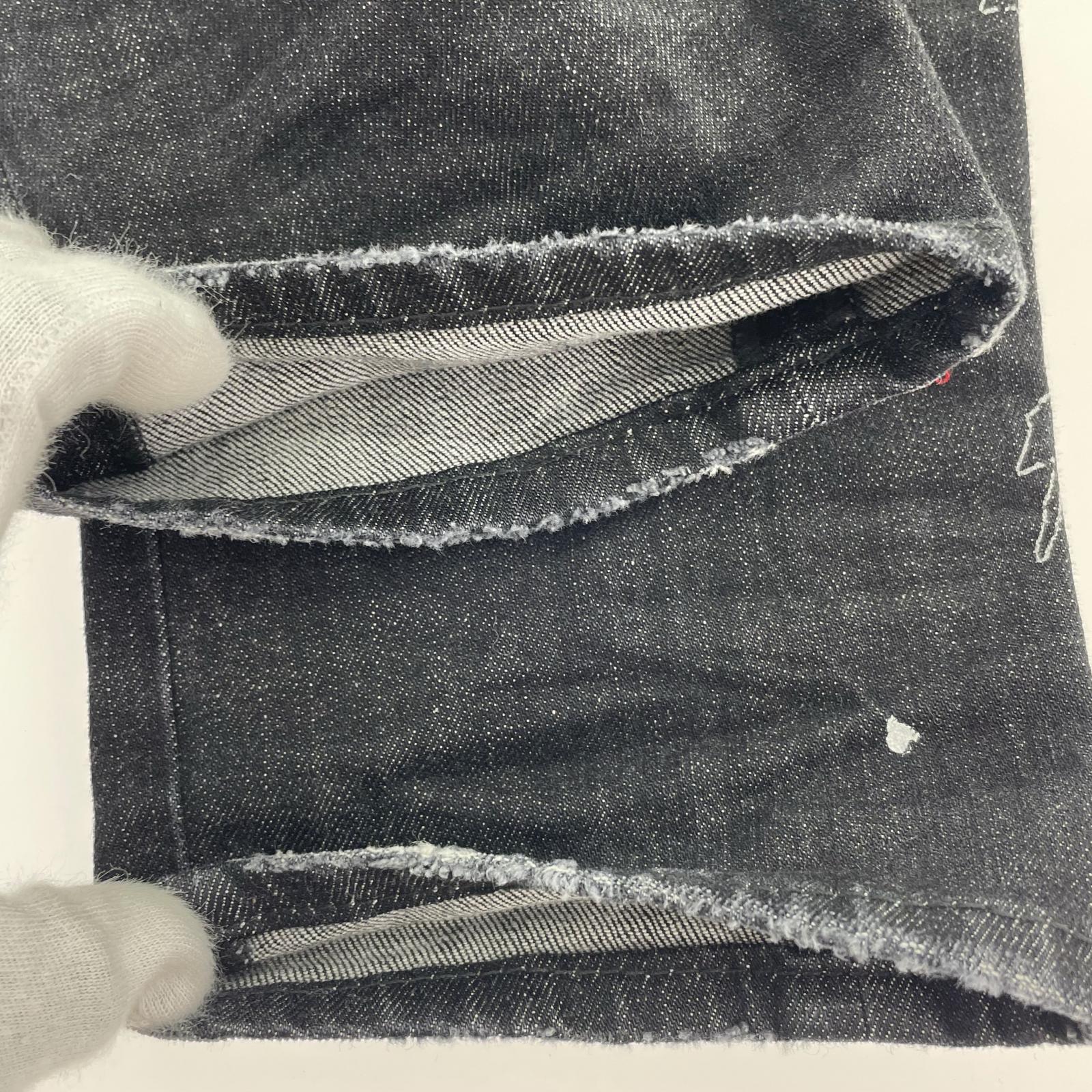 デニムパンツ グラフィックプリント スキニー 44 ブラック