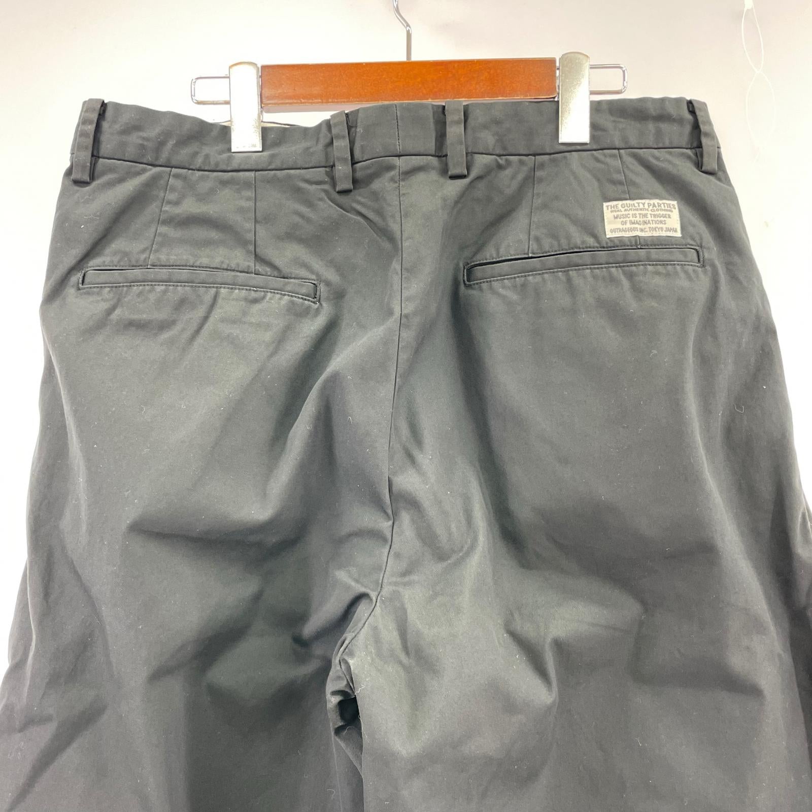 パンツ DOUBLE PLEATED CHINO TROUSERS ブラック