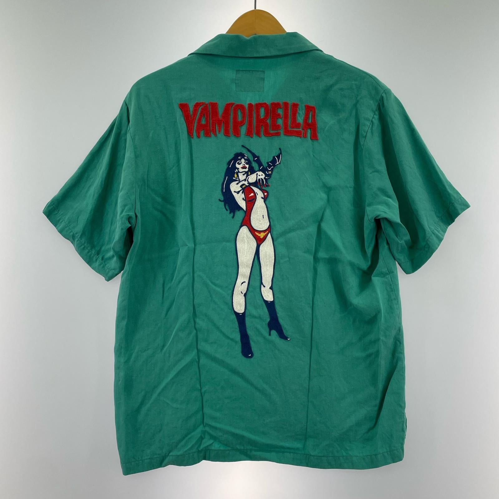 半袖シャツ VAMPIRELLA/刺繍オープンカラーシャツ/S/02222AH04/GRN S