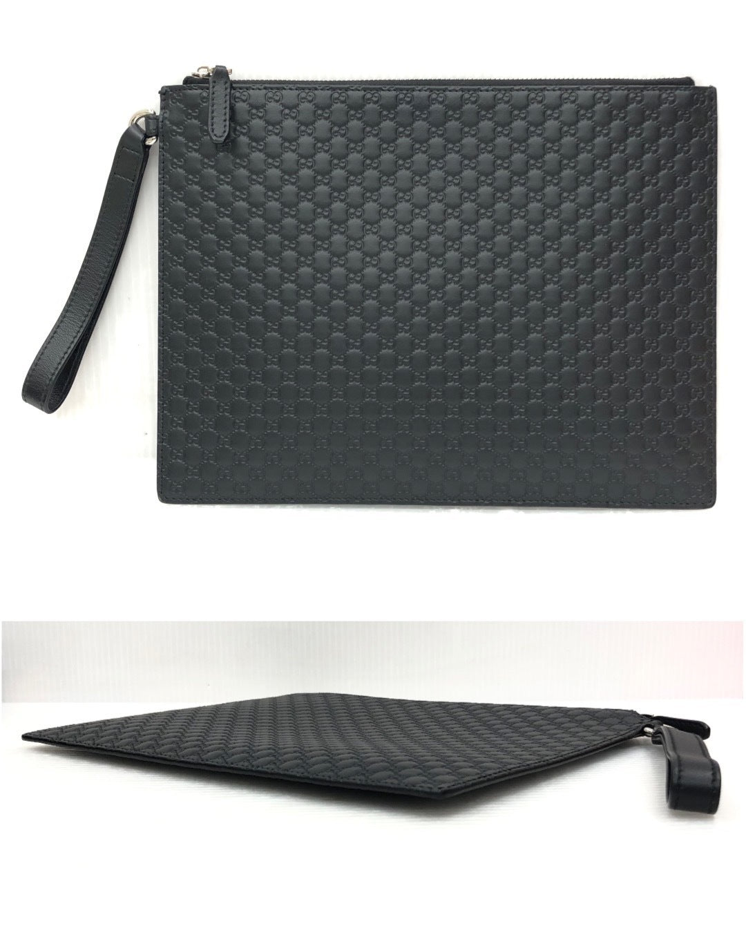 マイクログッチシマレザーセカンドバッグ BLK