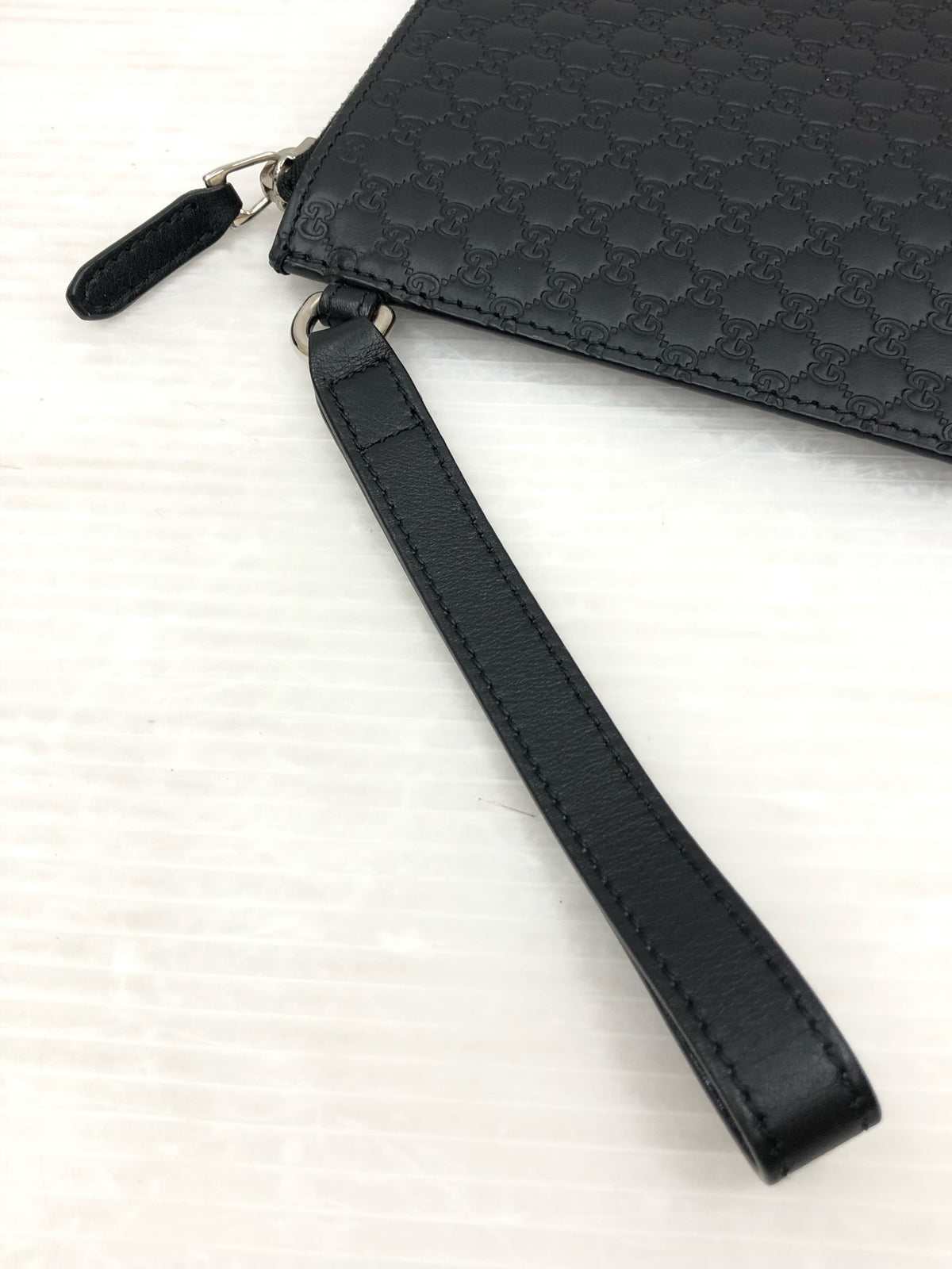 マイクログッチシマレザーセカンドバッグ BLK