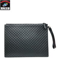 マイクログッチシマレザーセカンドバッグ BLK
