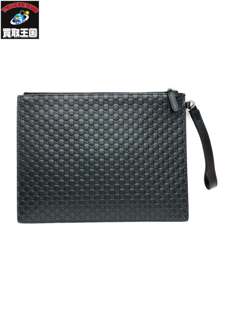 マイクログッチシマレザーセカンドバッグ BLK