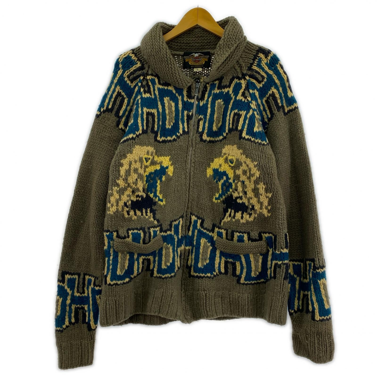 ブルゾン カウチンニットカーディガン L L ブラウン