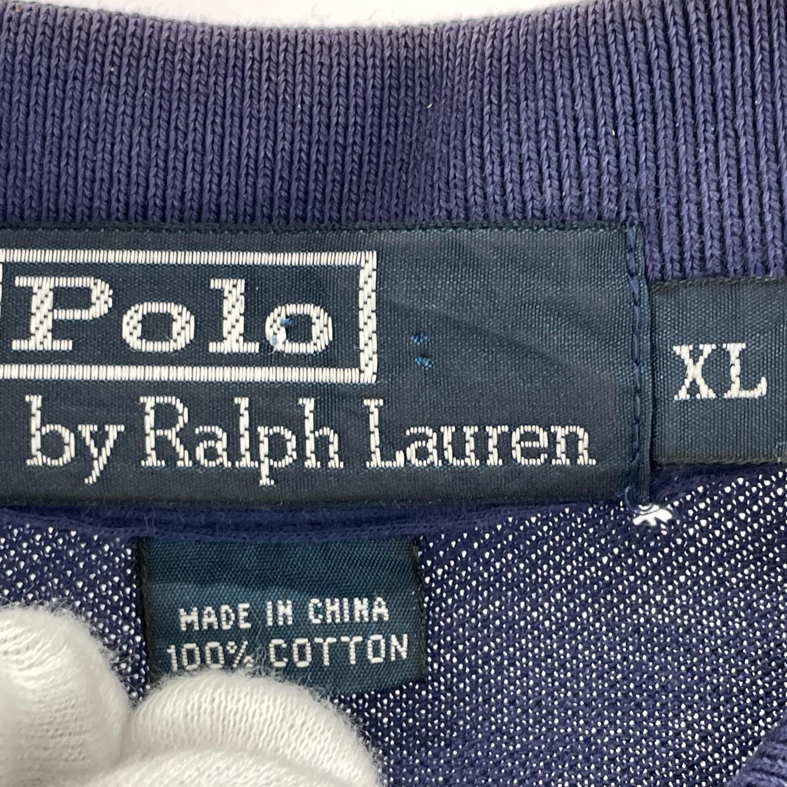 ポロシャツ POLO RALPH LAUREN 襟刺繍 長袖ポロシャツ XL ネイビー