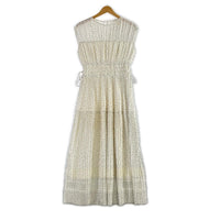 ワンピース PinDotPleatedLongDress M ホワイト