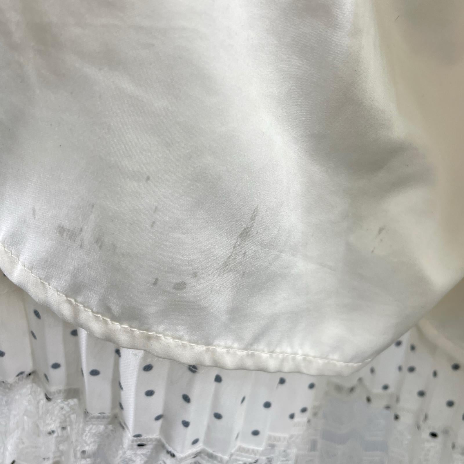 ワンピース PinDotPleatedLongDress M ホワイト