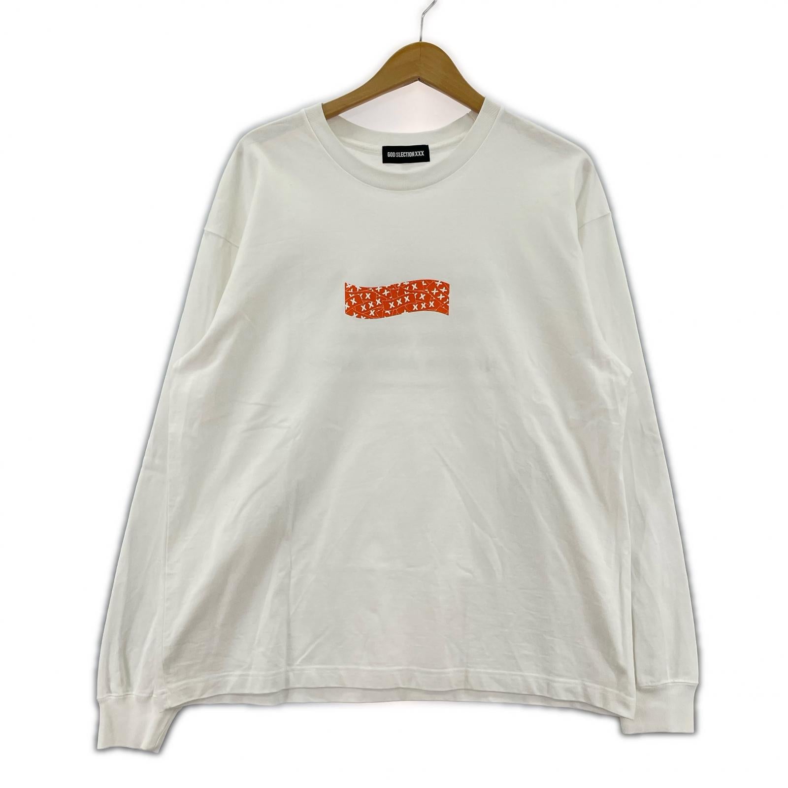 長袖Tシャツ ボックスロゴ 白 L ホワイト