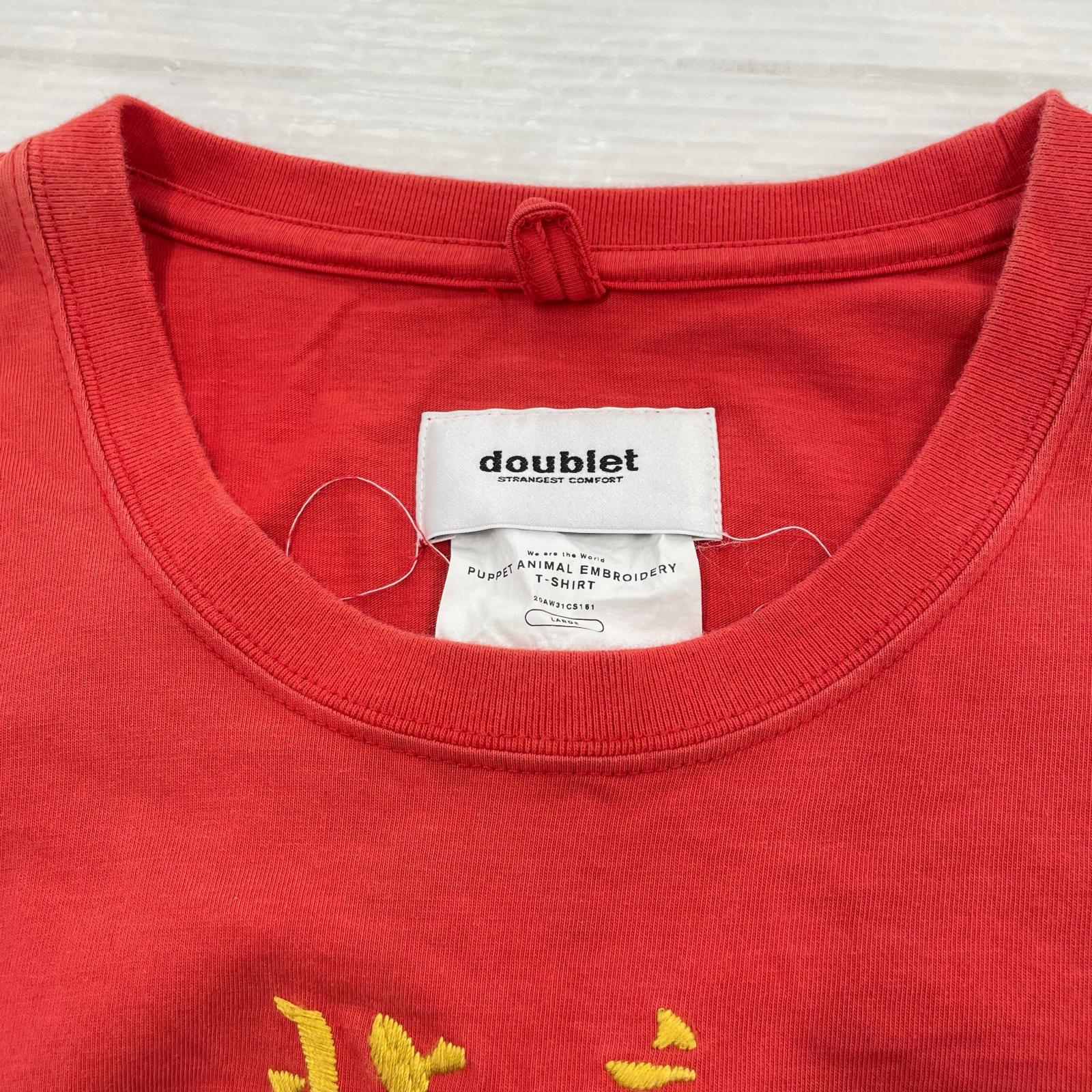 半袖Tシャツ PUPPET ANIMAL EMBROIDERY Tee RED L L レッド