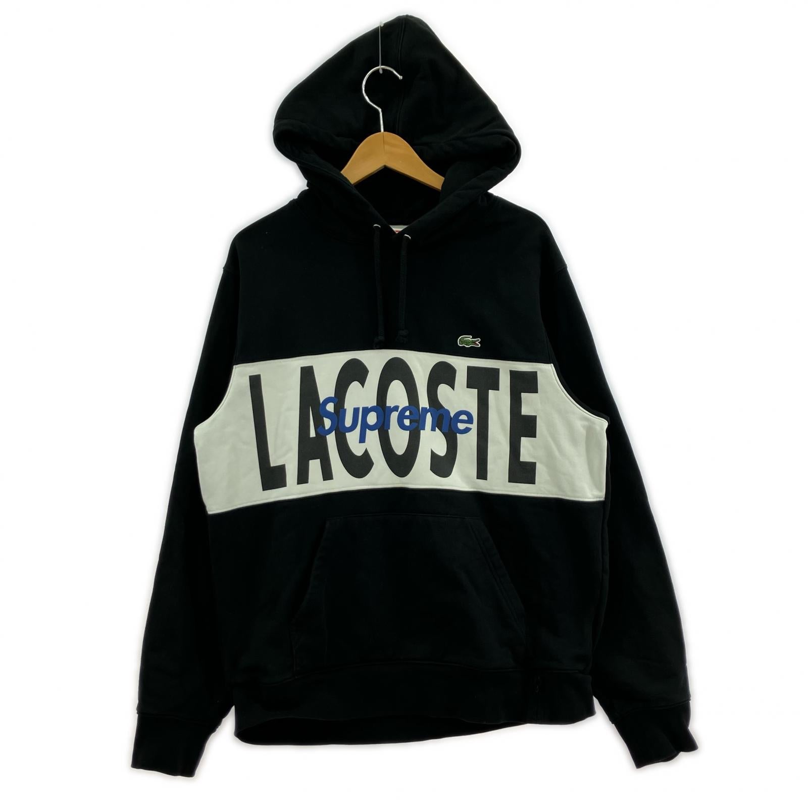 パーカー ×LACOSTE Logo Panel Hooded Sweat Shirt M M ブラック