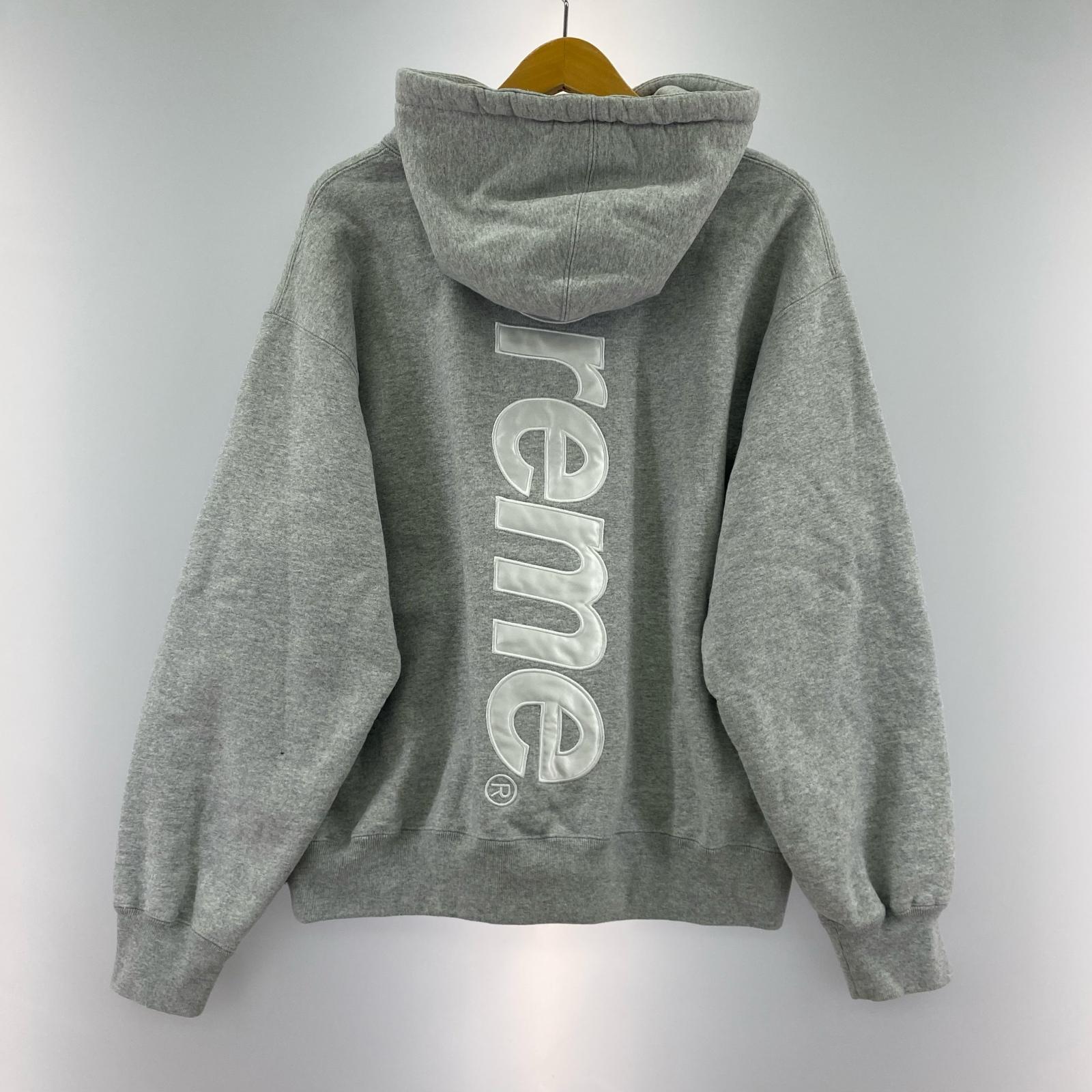 パーカー Supreme satin applique hooded sweatshirt S グレー S グレー