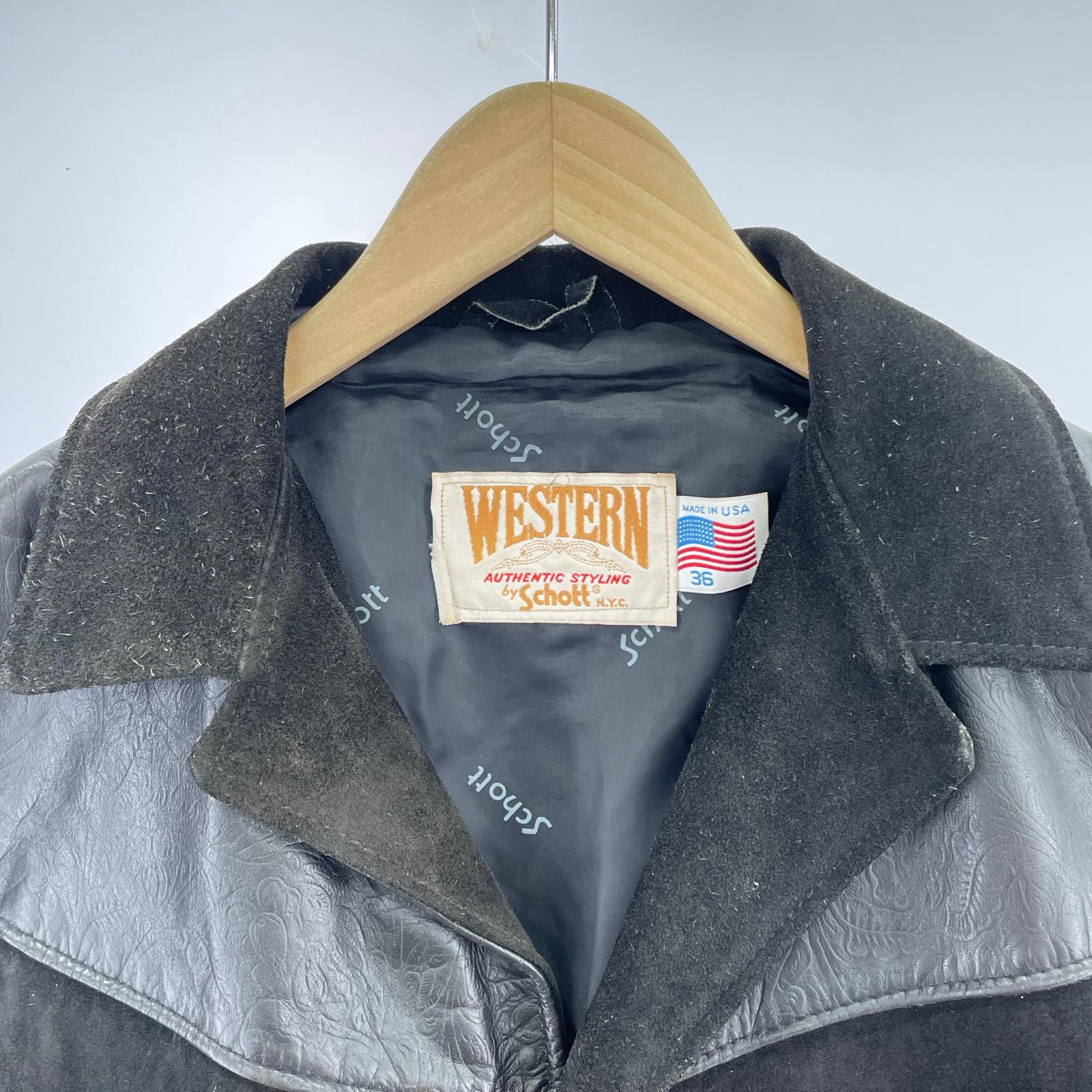 ジャケット 80s usa製western レザージャケット-36 ブラック