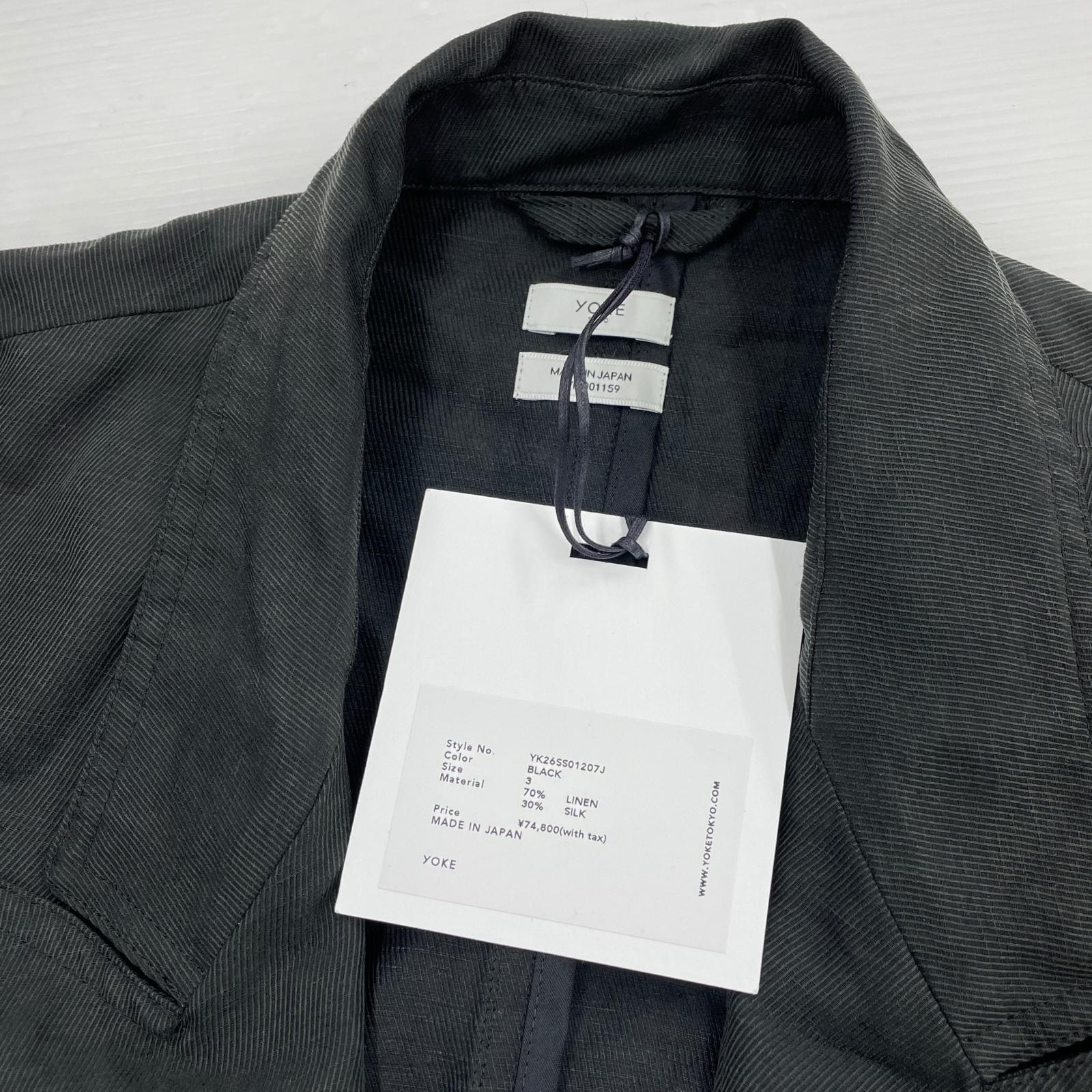 ジャケット YOKE 26SS Linen Silk Kersey Double Breasted Blezer ダブルジャケット 3 ブラック 3 ブラック