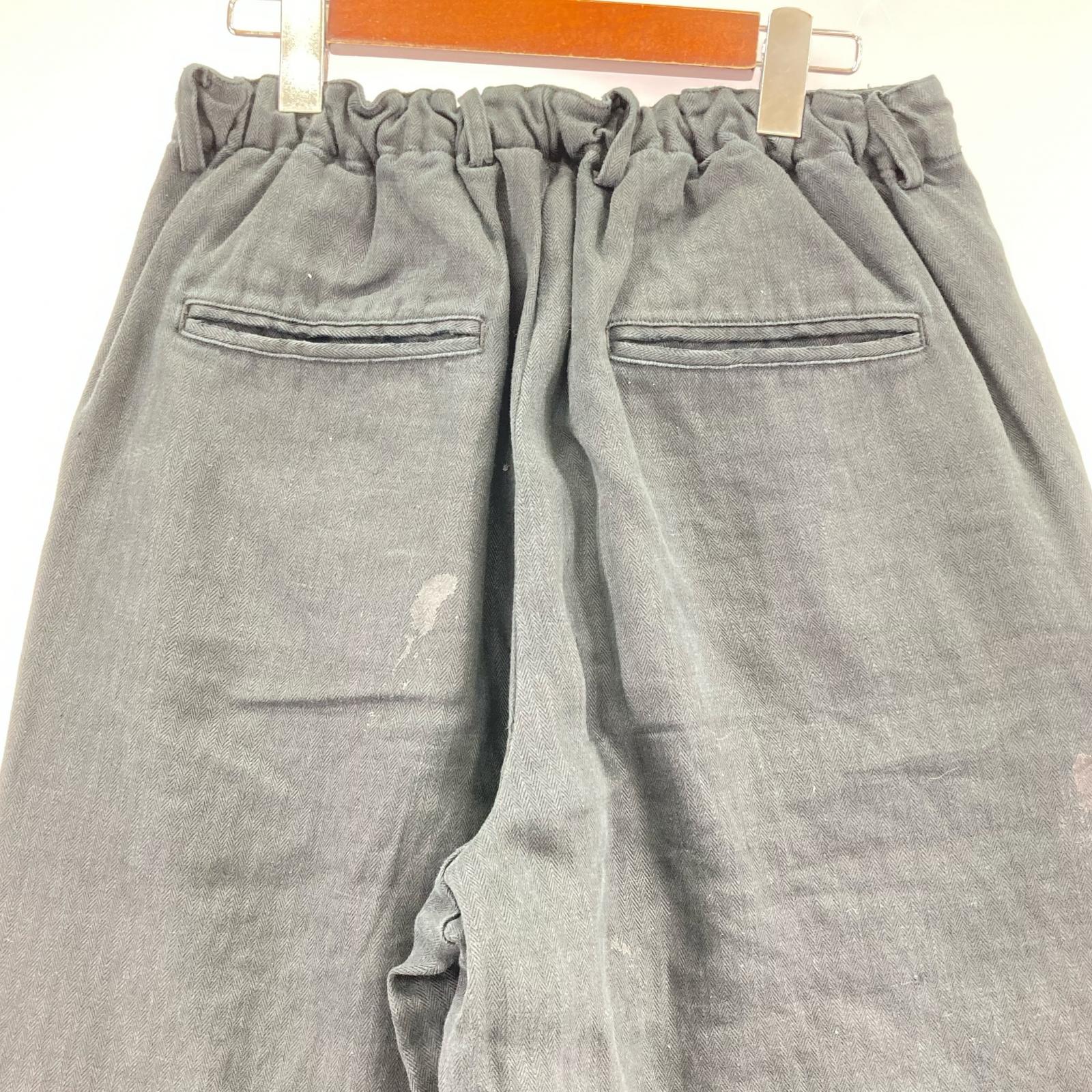 パンツ stein 25AW HEAVY LINEN HERRINGBONE WIDEEASY TROUSERS リネンワイドパンツ S ブラック S ブラック
