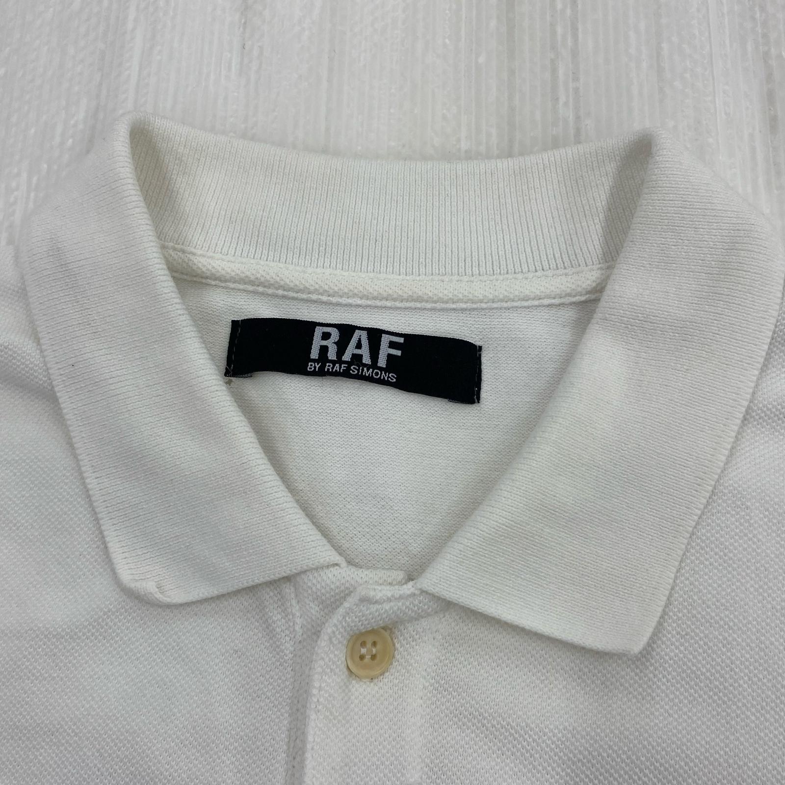 ポロシャツ RAF BY RAF SIMONS 刺繍ポロシャツ ホワイト M ホワイト
