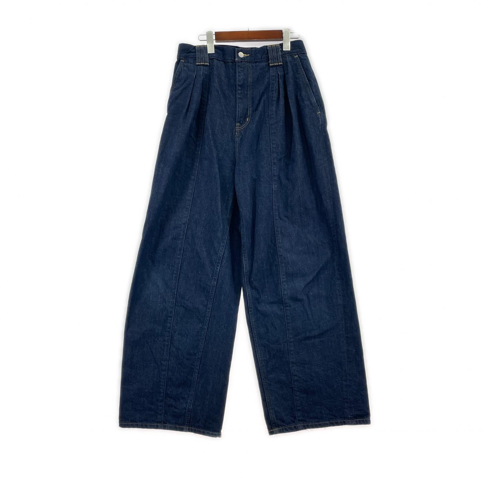 デニムパンツ Denim 3pleated Wide-leg Trousers (3) 3 ネイビー