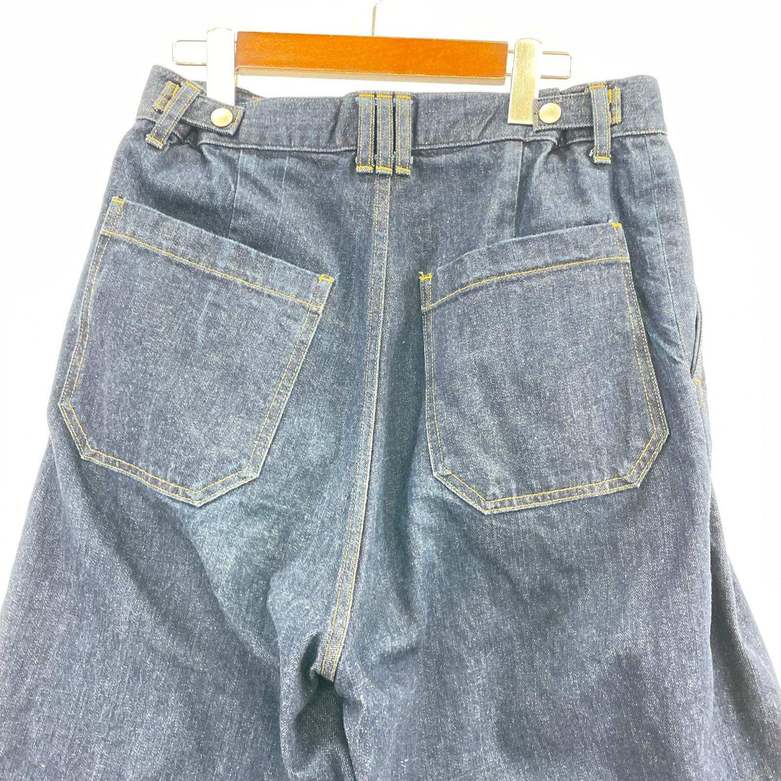 デニムパンツ Denim 3pleated Wide-leg Trousers (3) 3 ネイビー