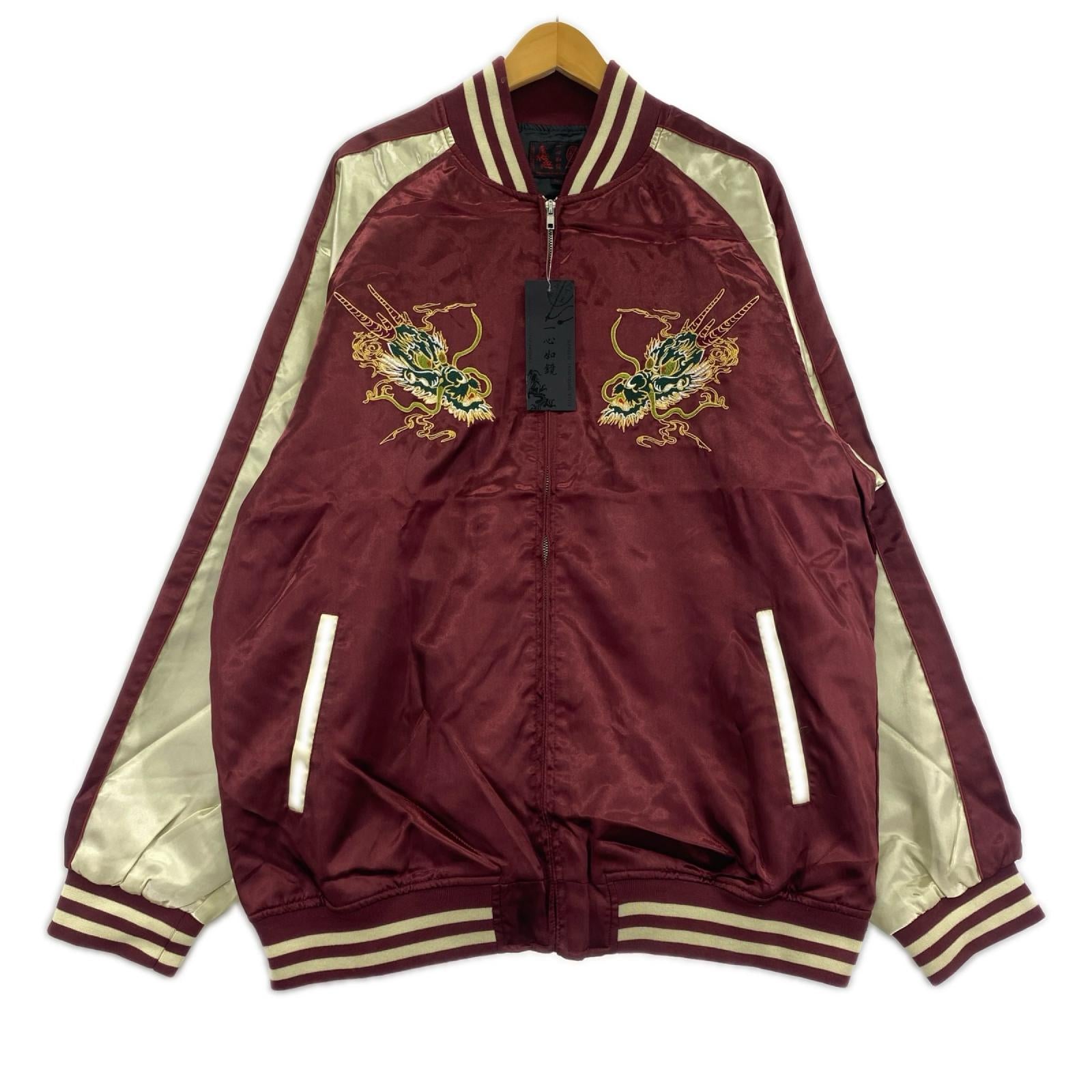 ジャケット 一心如鏡 スカジャン 龍 赤(5L) 5L レッド