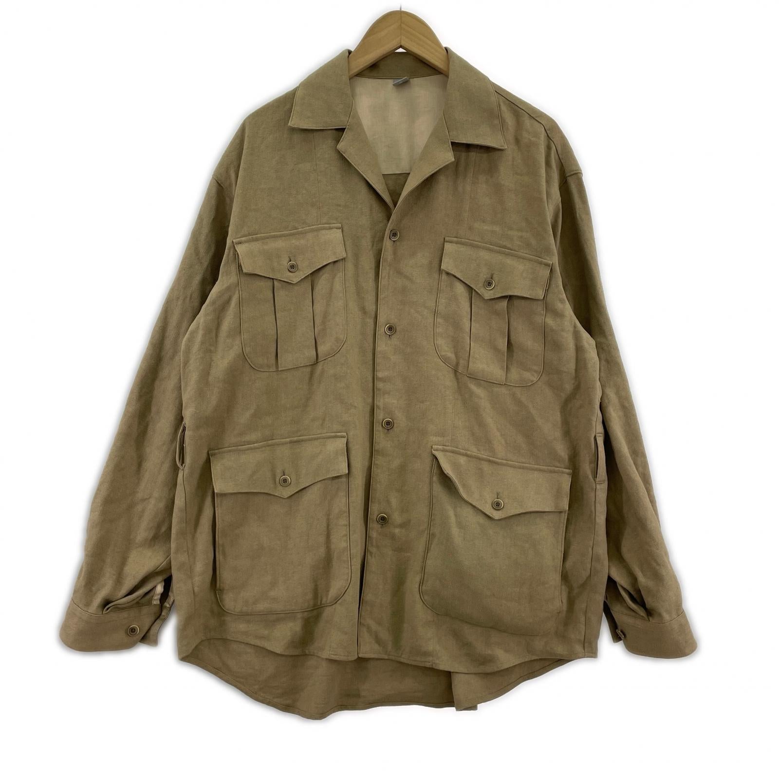 ジャケット 221 VILLAGE/SILK LINEN SAFARI SHIRT JKT 2 ブラウン
