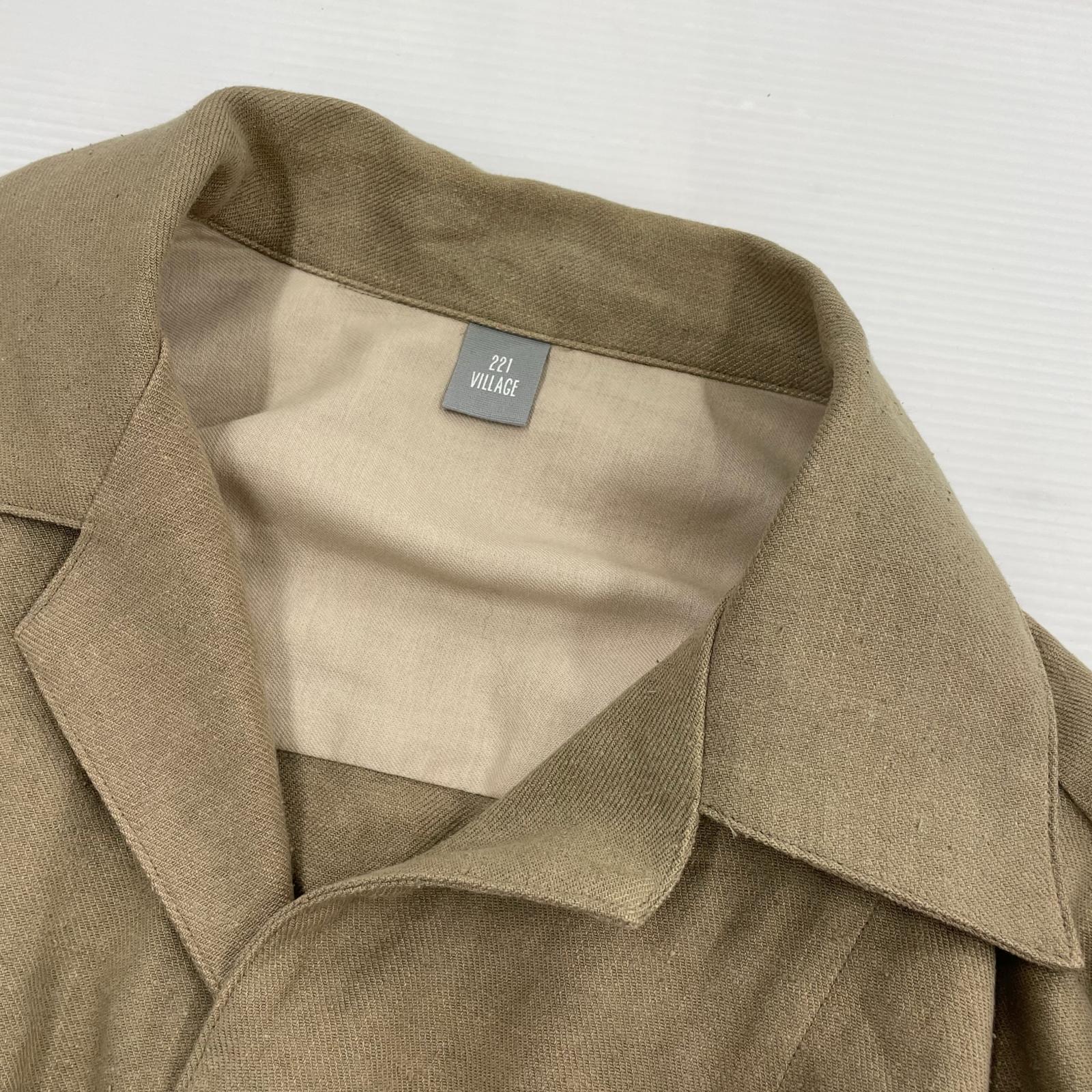 ジャケット 221 VILLAGE/SILK LINEN SAFARI SHIRT JKT 2 ブラウン