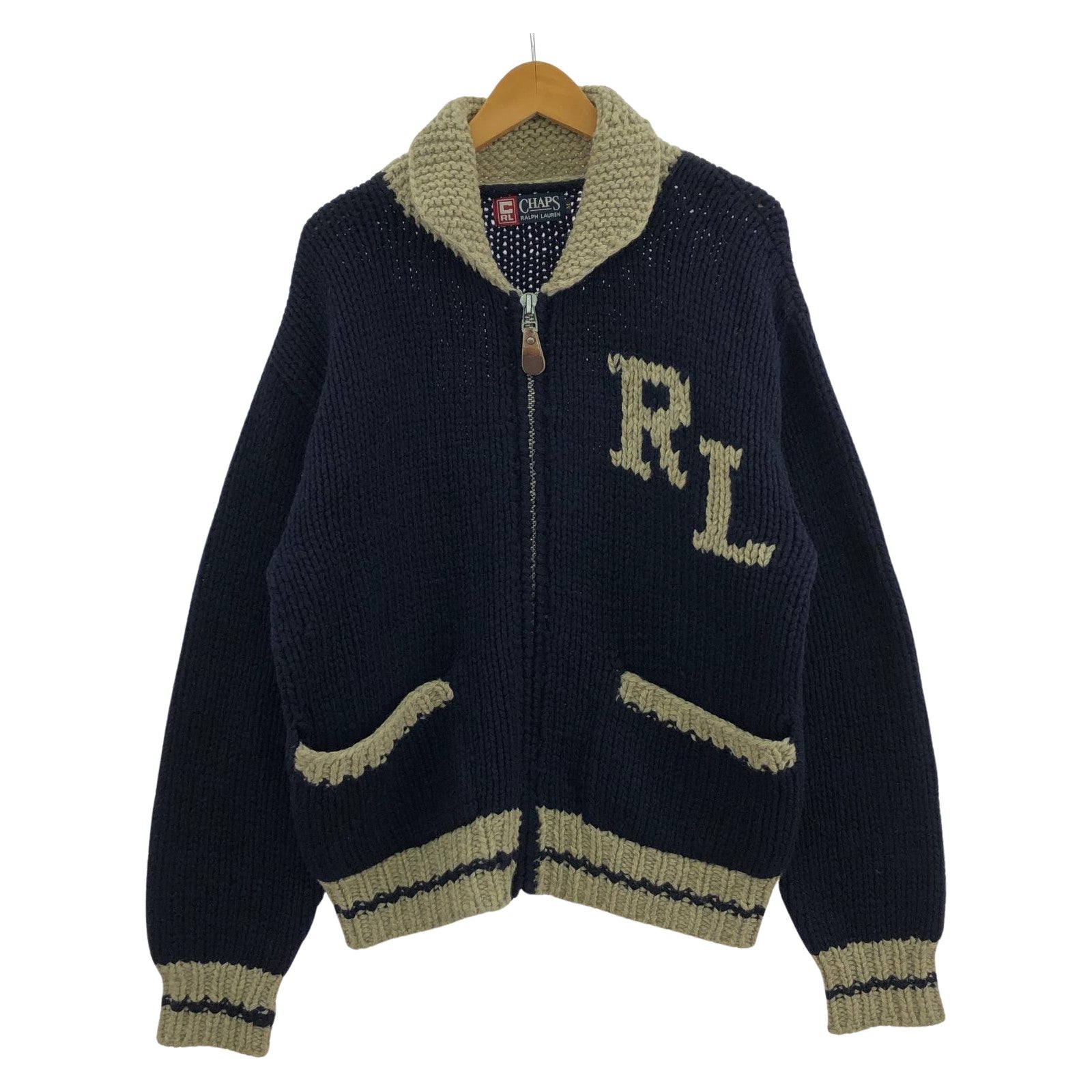 ジャケット 90S カウチンニットジャケット (M) M ネイビー