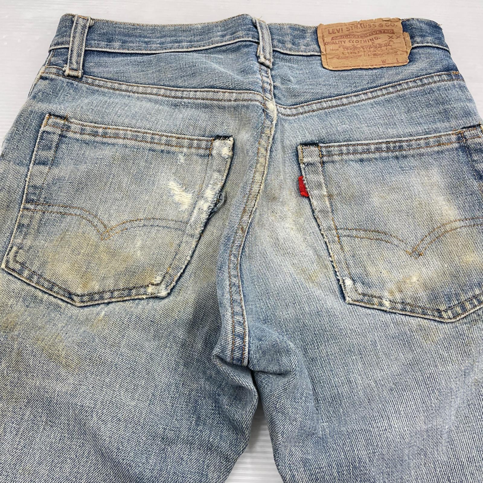 デニムパンツ 70s 505 ボタン裏8 インディゴ 実寸W29 30 ブルー
