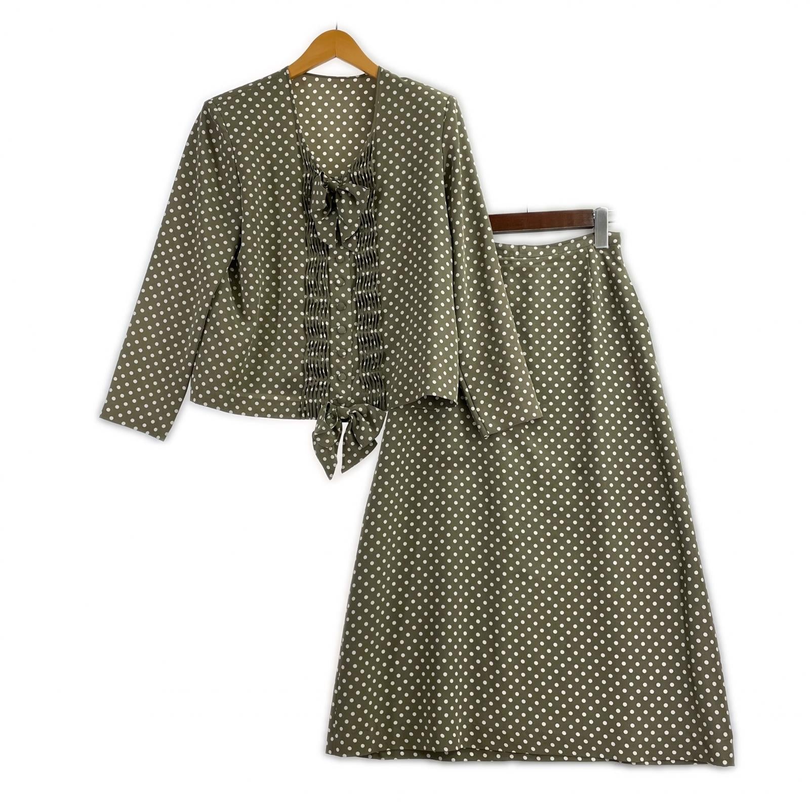 長袖シャツ ドットリボン セットアップ GRY グレー