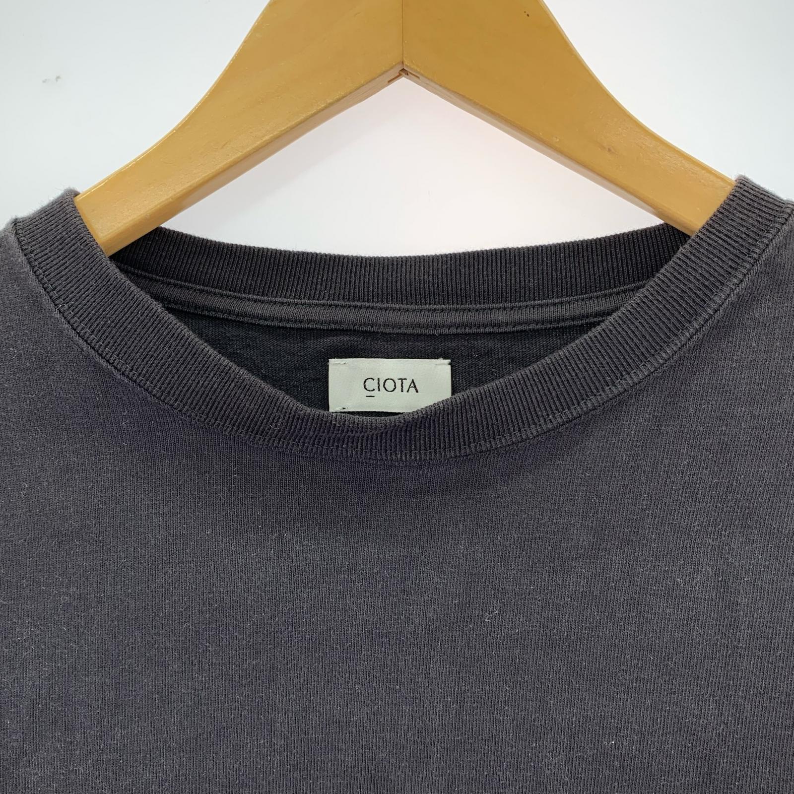 長袖Tシャツ CIOTA スビンコットン 10/- 度詰め 釣り天竺 ポケット付き ロンT 黒 (6) ブラック