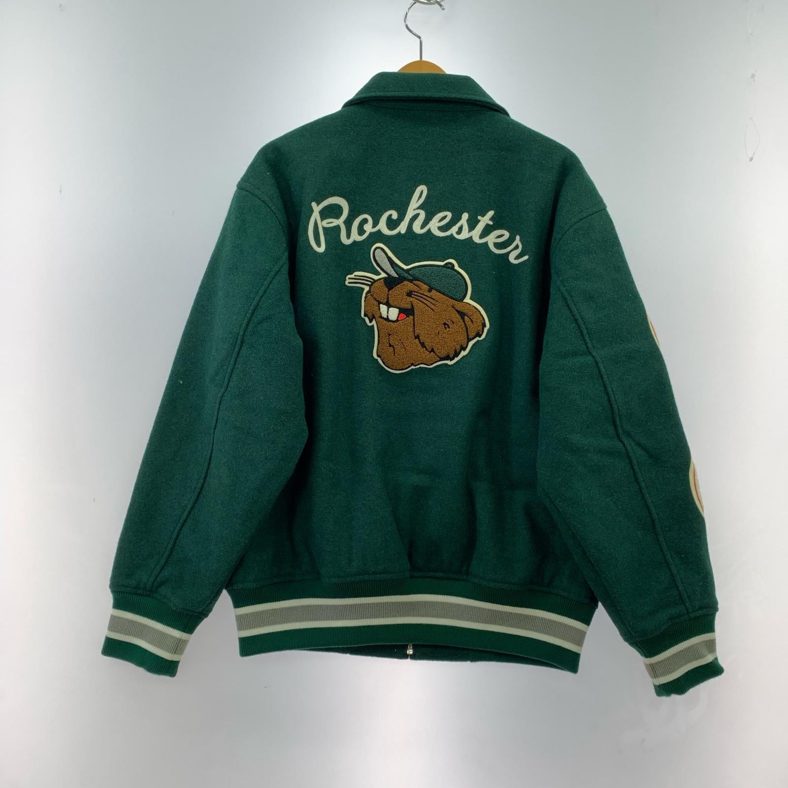 ジャケット ウールスタジャン ワッペン M 緑 M グリーン