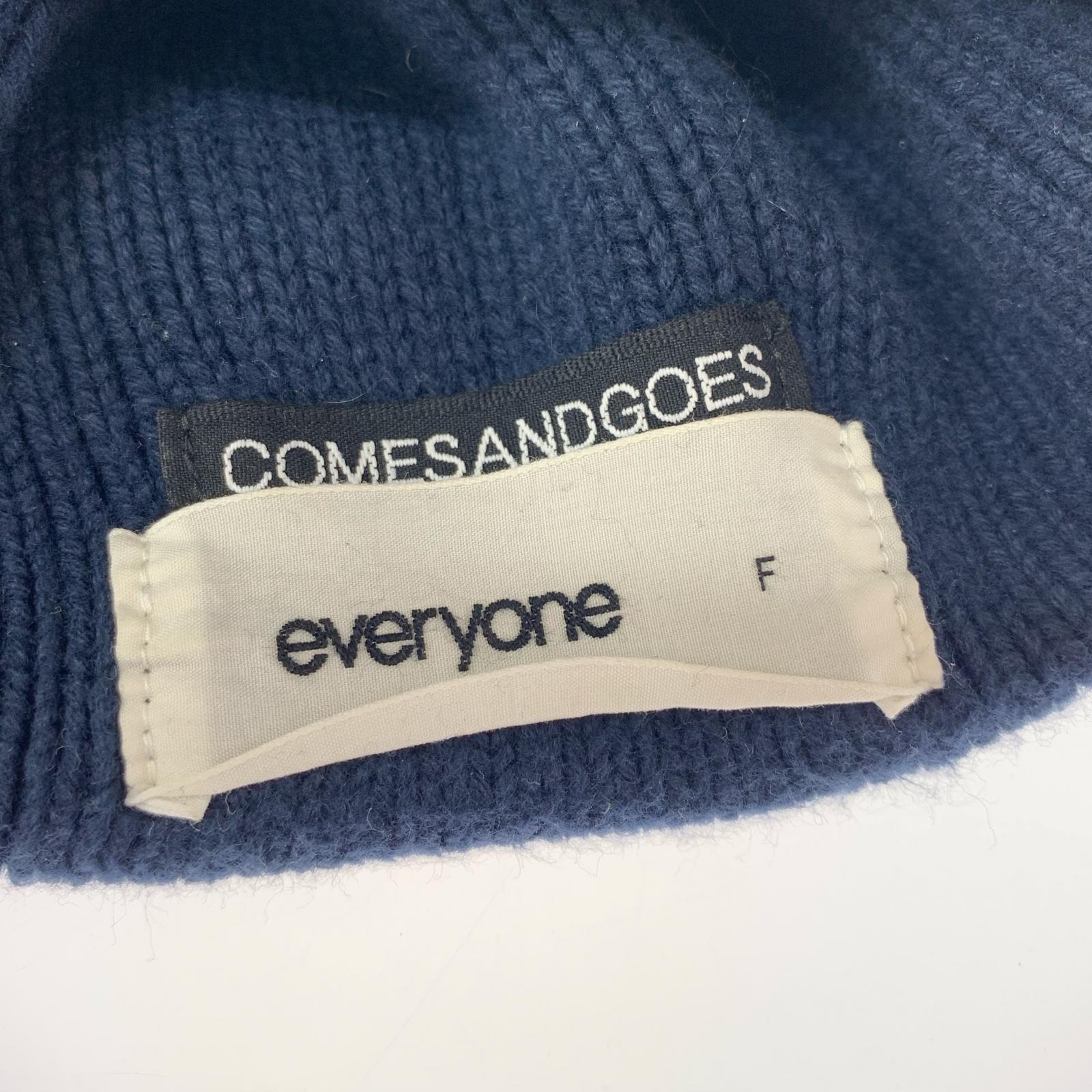 ニットキャップ everyone×COMESANDGOES ロゴビーニー 紺 ネイビー